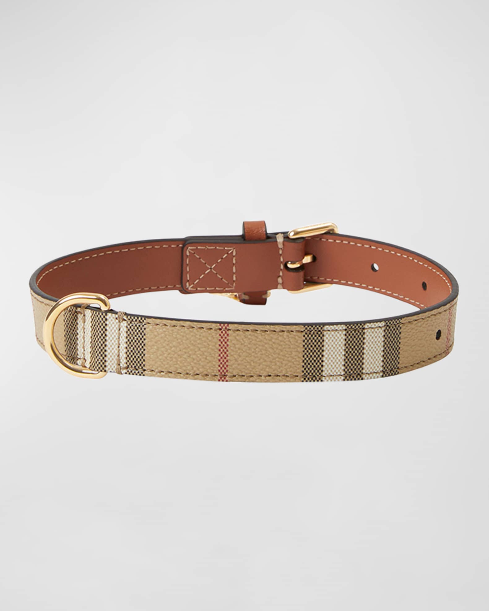 Burberry Check Leather Dog Collar | Neiman Marcus