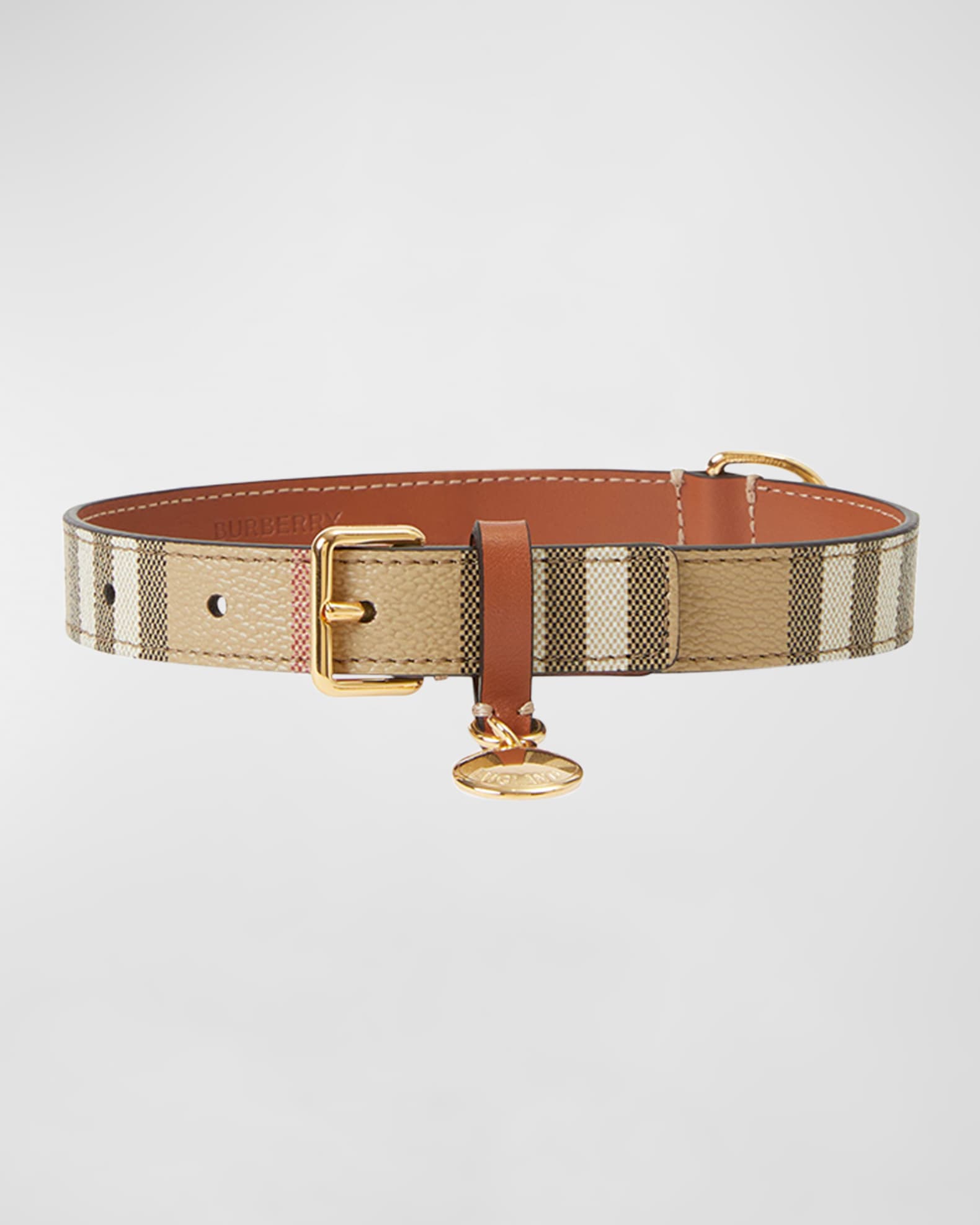 Burberry Check Leather Dog Collar Neiman Marcus