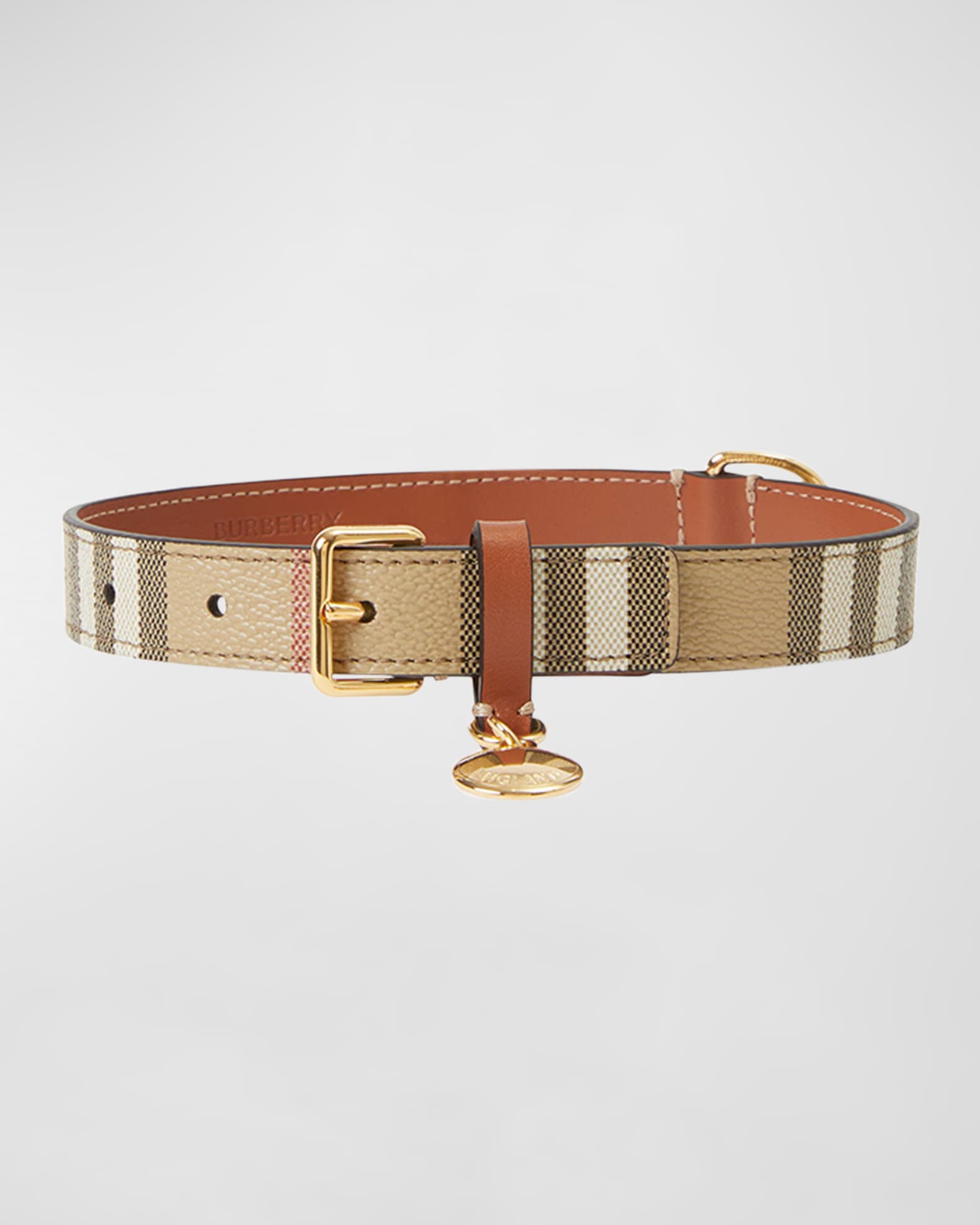 Burberry Check Faux Leather Dog Collar in Multicoloured - Burberry