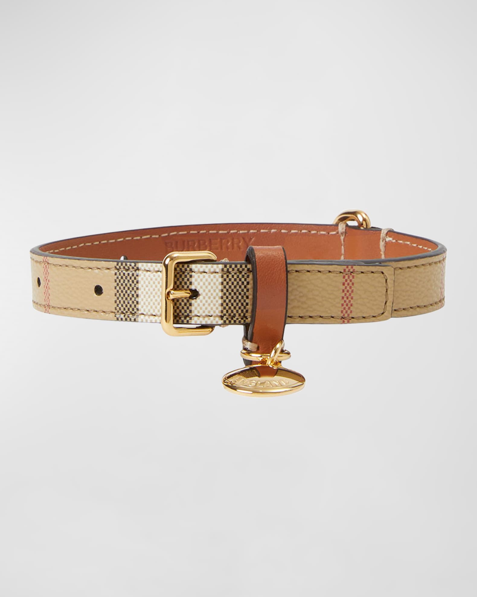 Burberry Medium Vintage Check Dog Collar - Neutrals