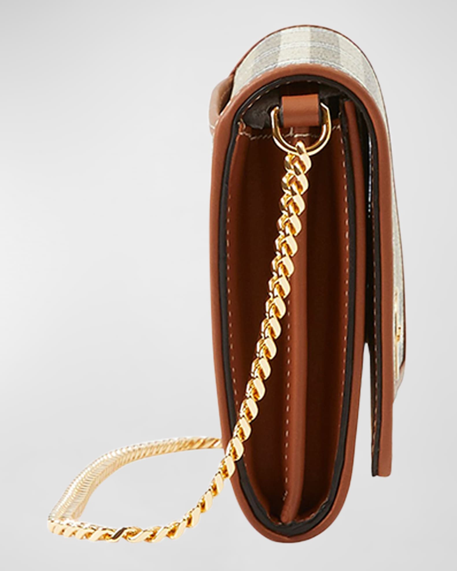 Burberry Hannah Check Flap Wallet on Chain Neiman Marcus