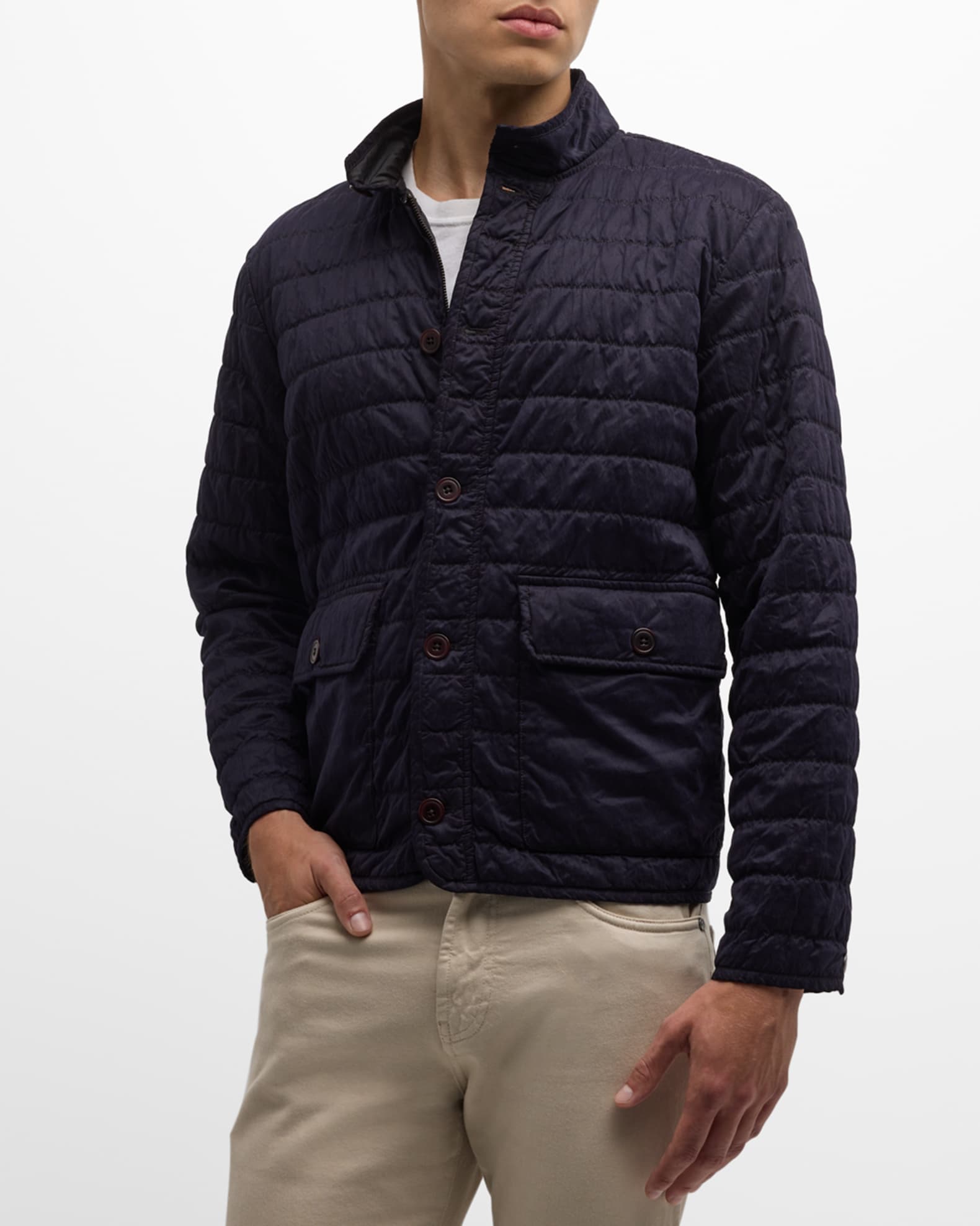 Peter Millar Men's Greenwich Quilted Bomber Jacket Neiman Marcus