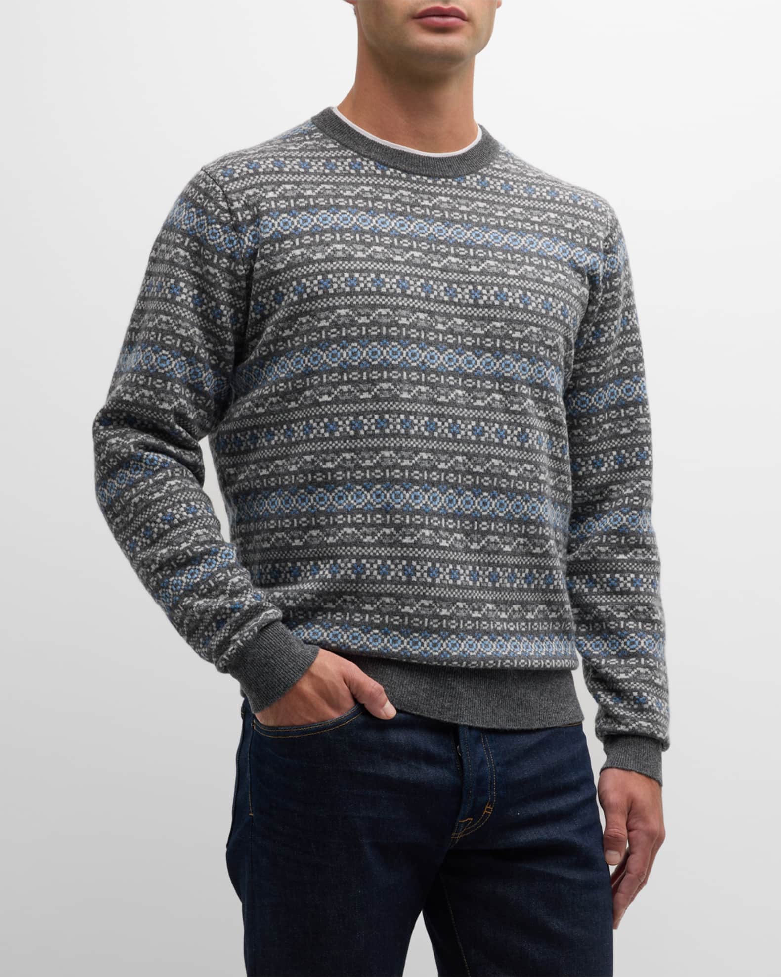 Peter Millar Men's Conway Wool-Cashmere Fair Isle Crewneck Sweater | Neiman  Marcus