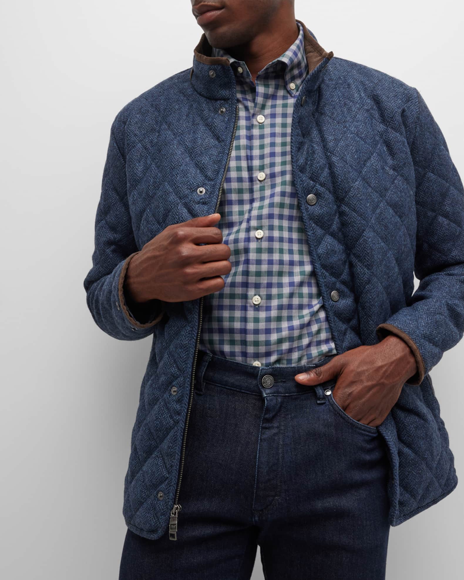 Peter Millar Men's Suffolk Quilted Travel Coat | Neiman Marcus