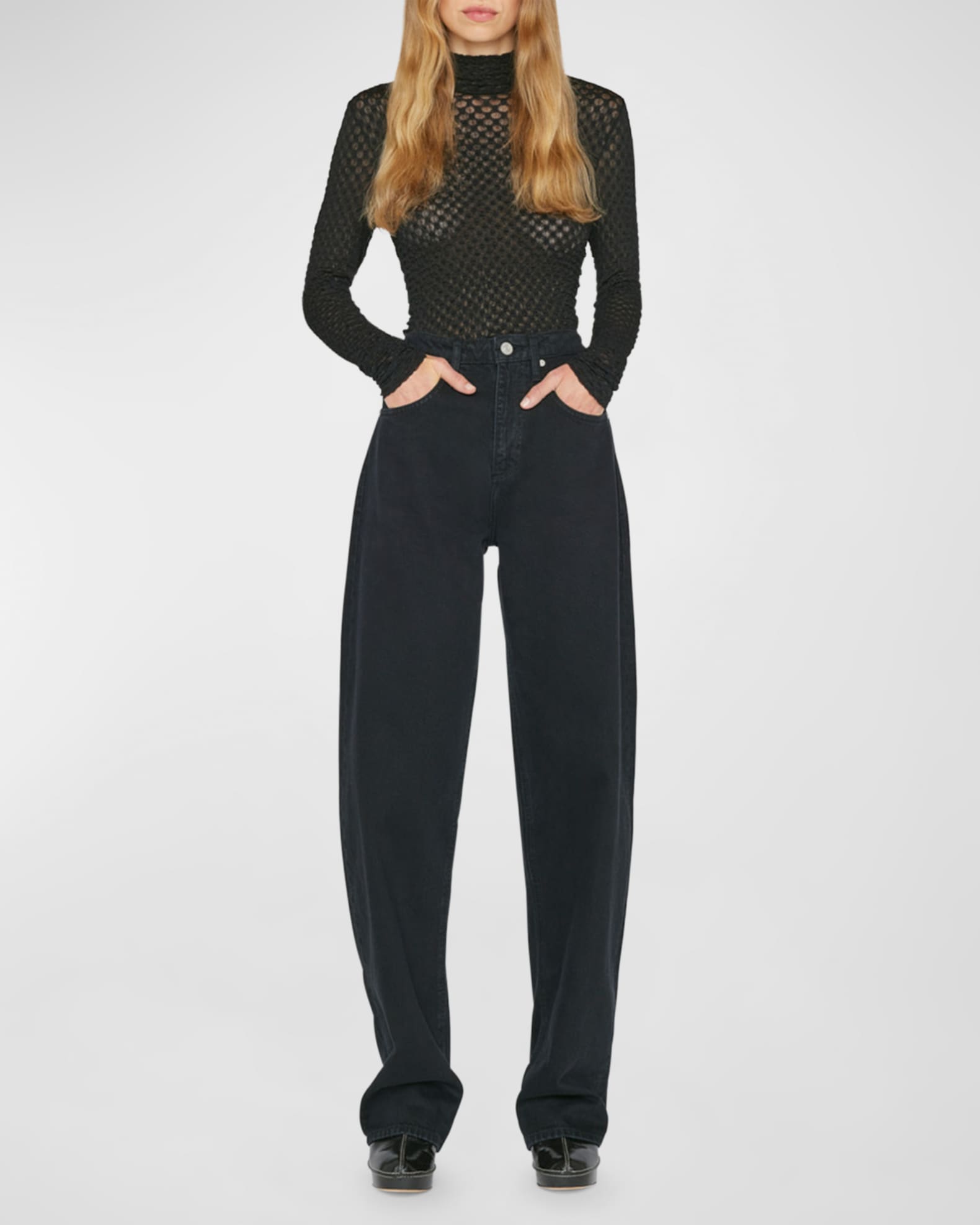 Stretch Mesh Lace Turtleneck  1