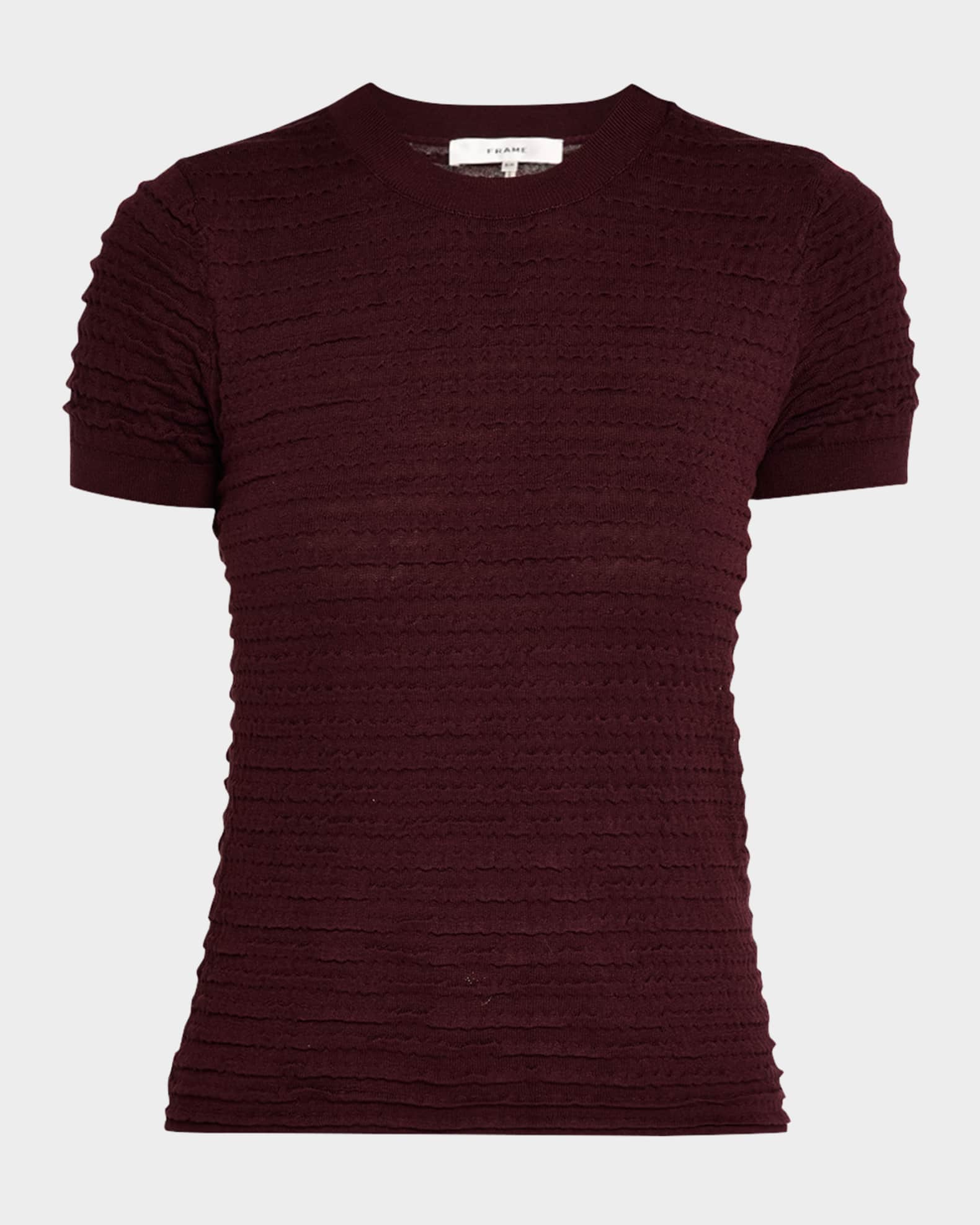 Smocked Short-Sleeve Sweater Top 0