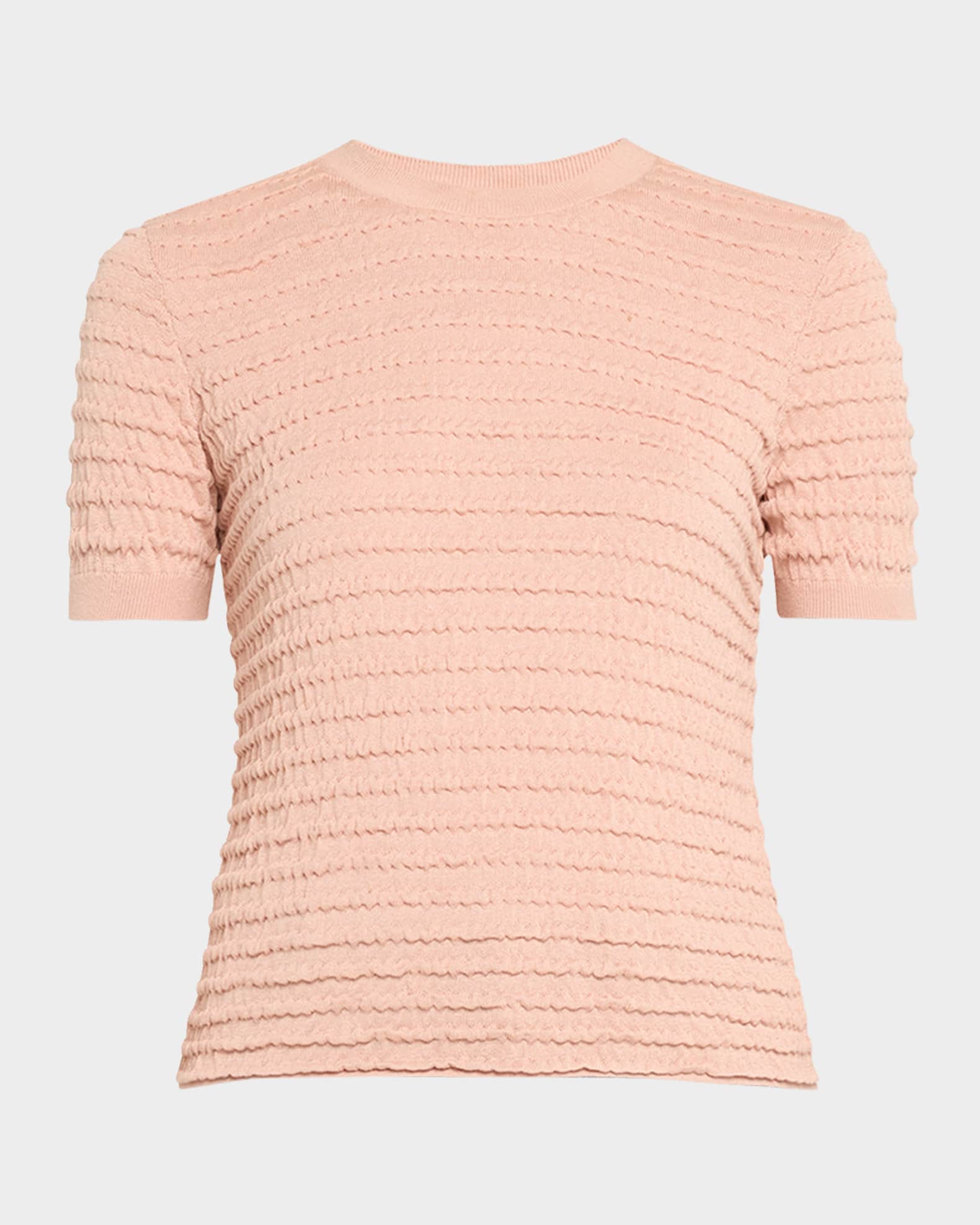 FRAME Smocked Short Sleeve Sweater Top Neiman Marcus