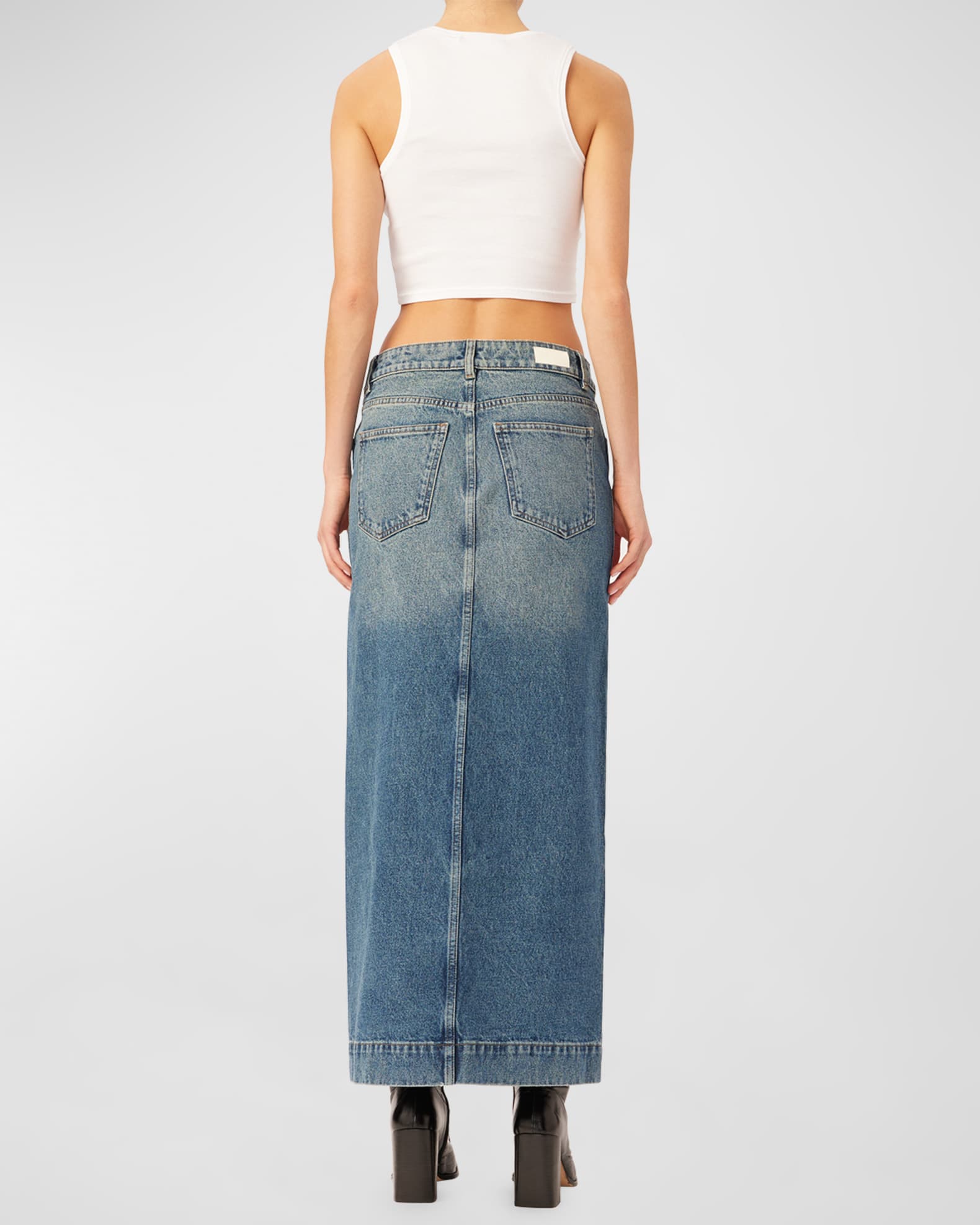 DL1961 Asra Low-Rise Denim Maxi Skirt | Neiman Marcus