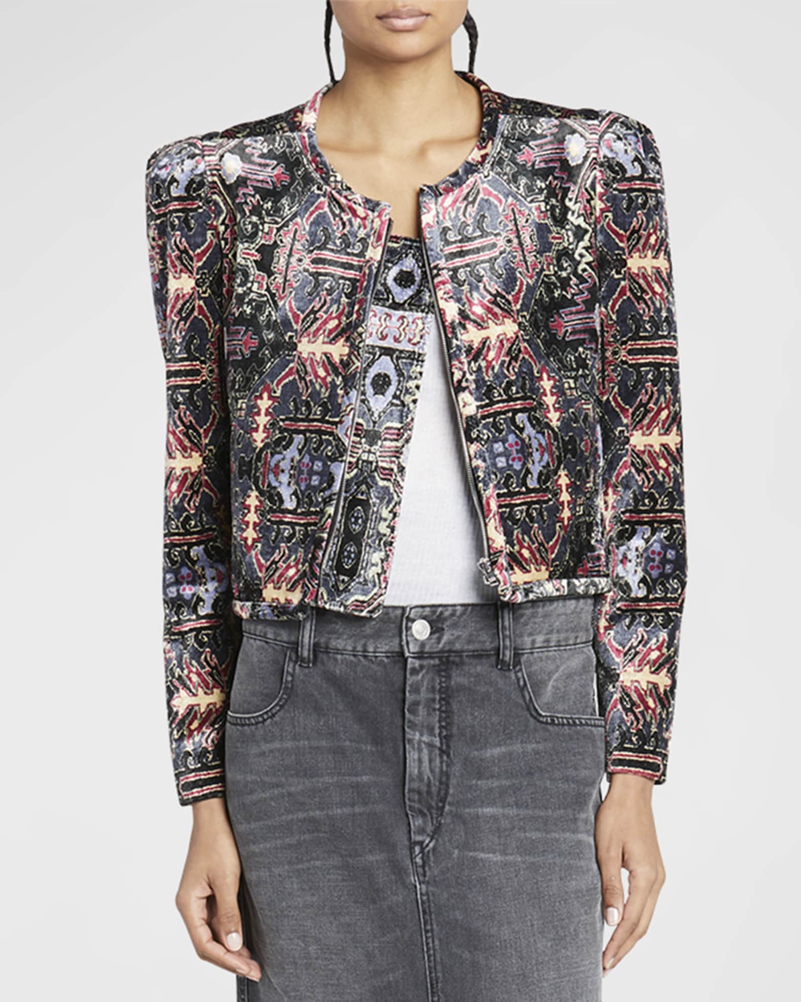 Rasende Opdatering Forvirret Isabel Marant Valian Cropped Velvet Jacket | Neiman Marcus