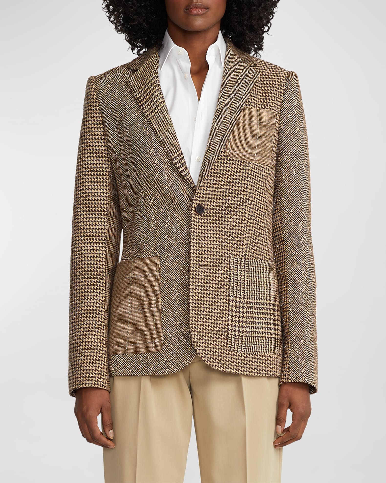 Kamryn Wool Patchwork Blazer Jacket 0