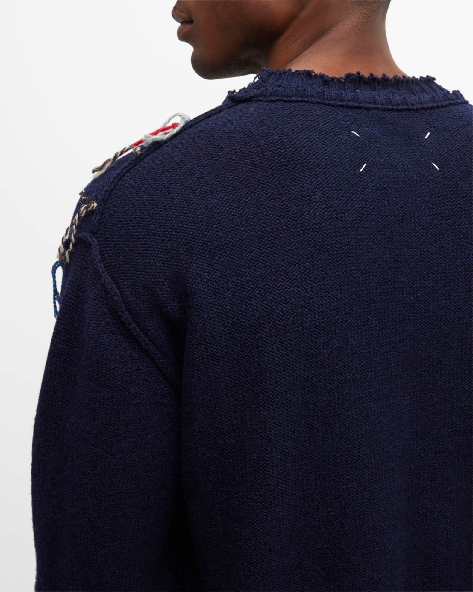 Maison Margiela Men's Destroyed Argyle Sweater | Neiman Marcus