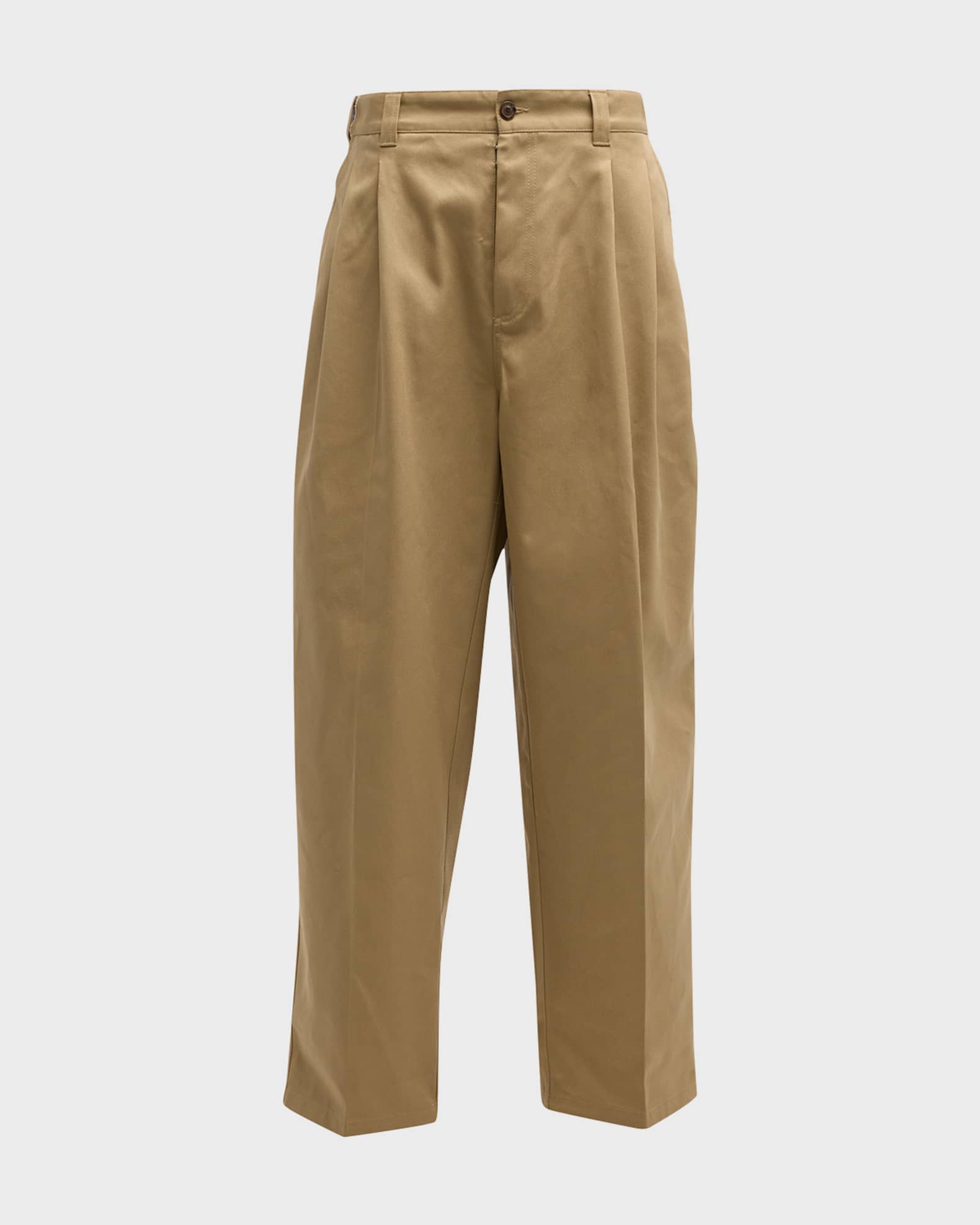 Maison Margiela Men's Pleated Chino Pants with Flannel Back Neiman Marcus