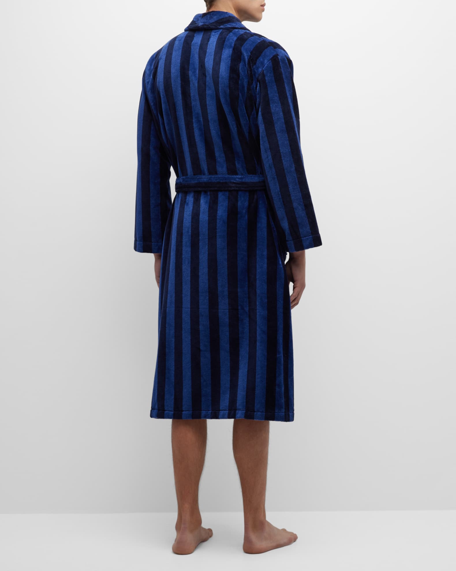 Derek Rose Men s Aston 36 Velour Stripe Robe Neiman Marcus