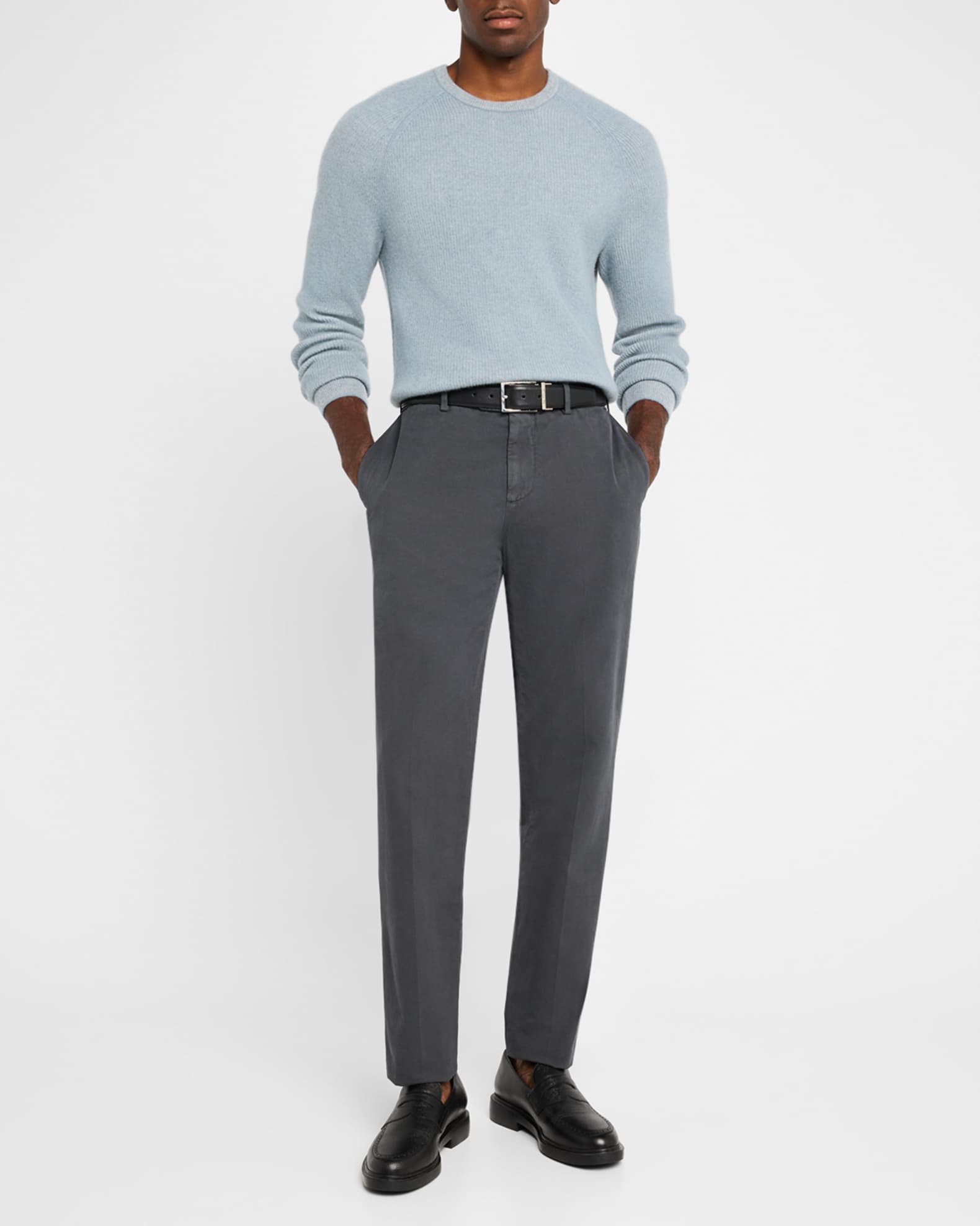 Men s Crewneck Ribbed Cashmere Sweater