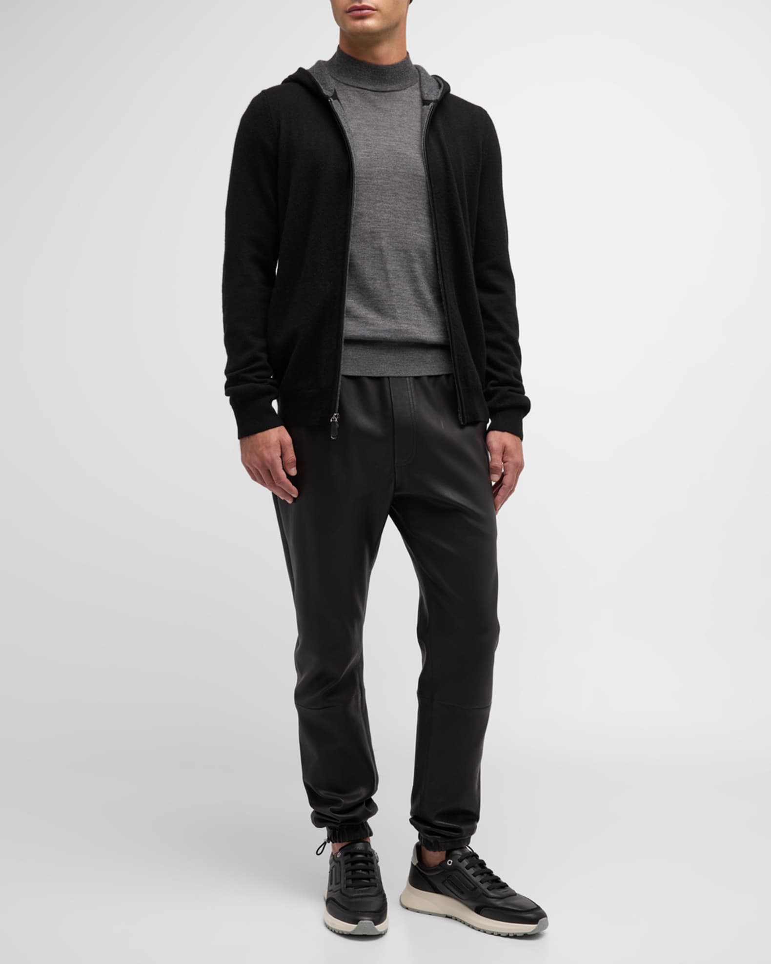 Black cashmere zip hoodie 2025