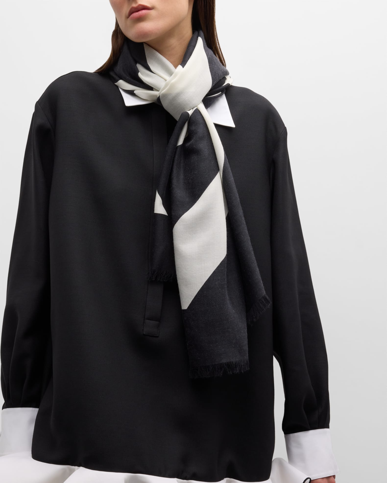 Valentino Garavani Chevron Wool-Silk Square Scarf