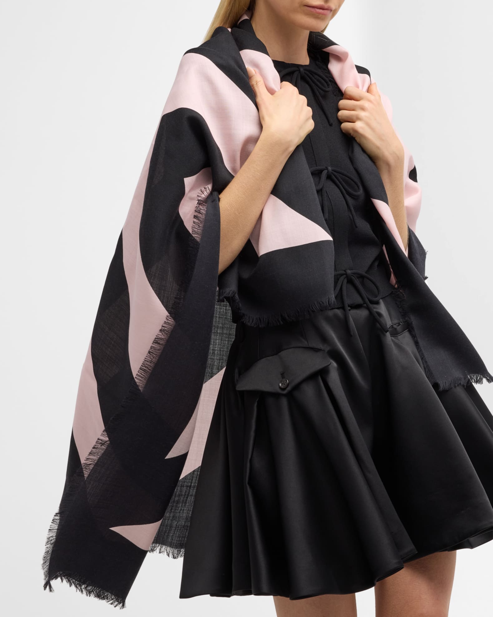 Valentino Garavani Chevron Wool-Silk Square Scarf