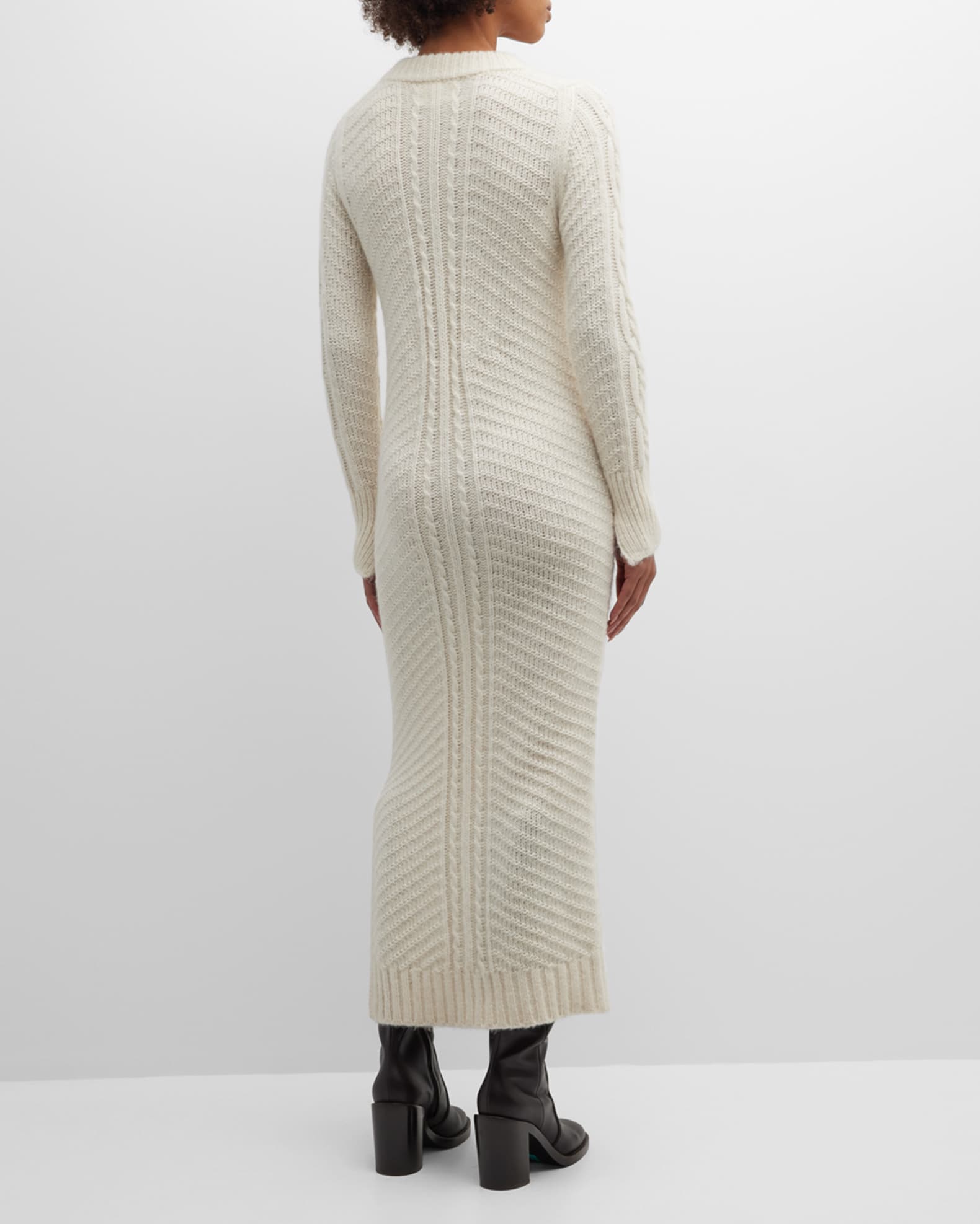 ELEVEN SIX Lora Cable-Knit Split-Cuff Midi Sweater Dress | Neiman Marcus