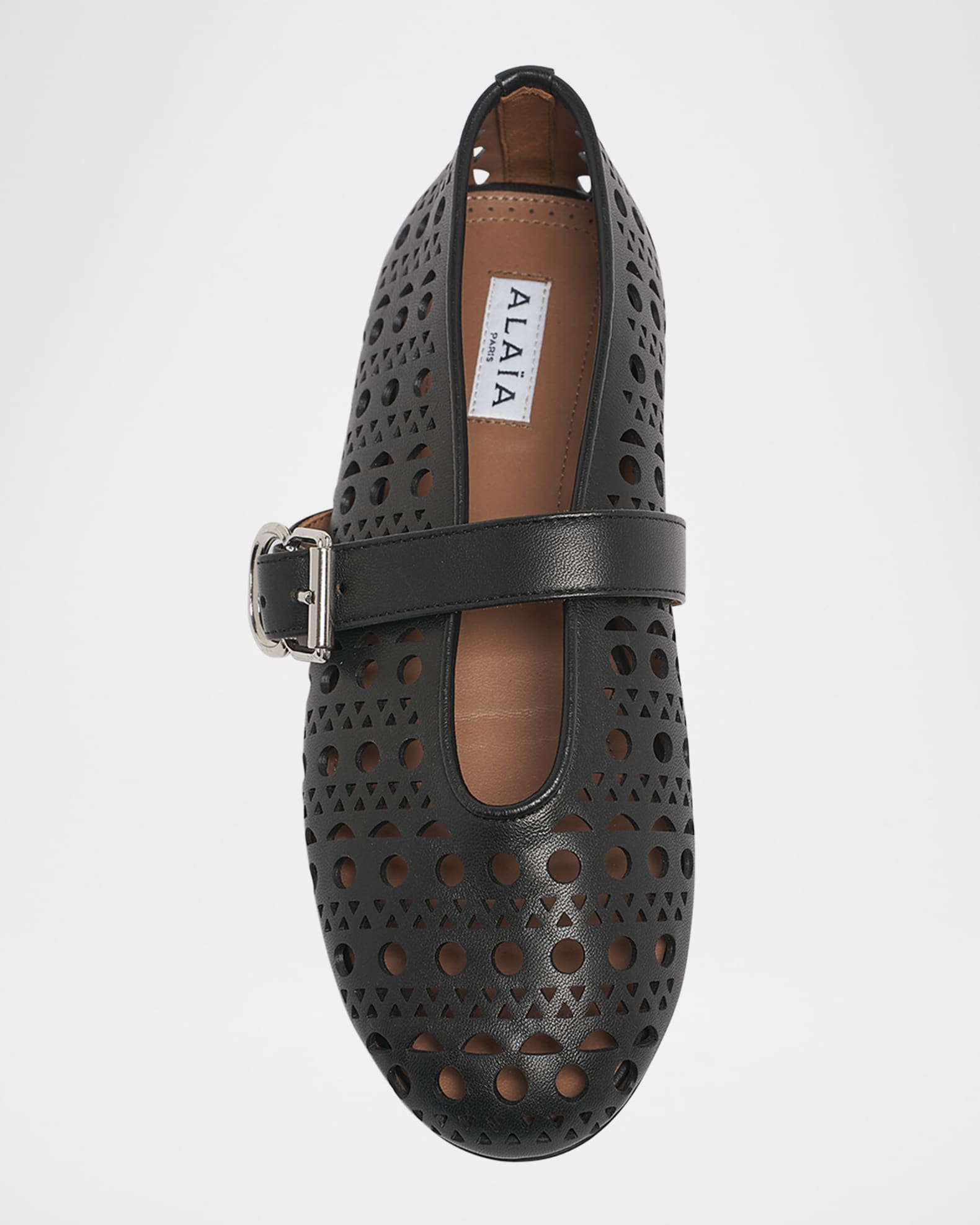 ALAIA Vienne Cutout Mary Jane Ballerina Flats | Neiman Marcus