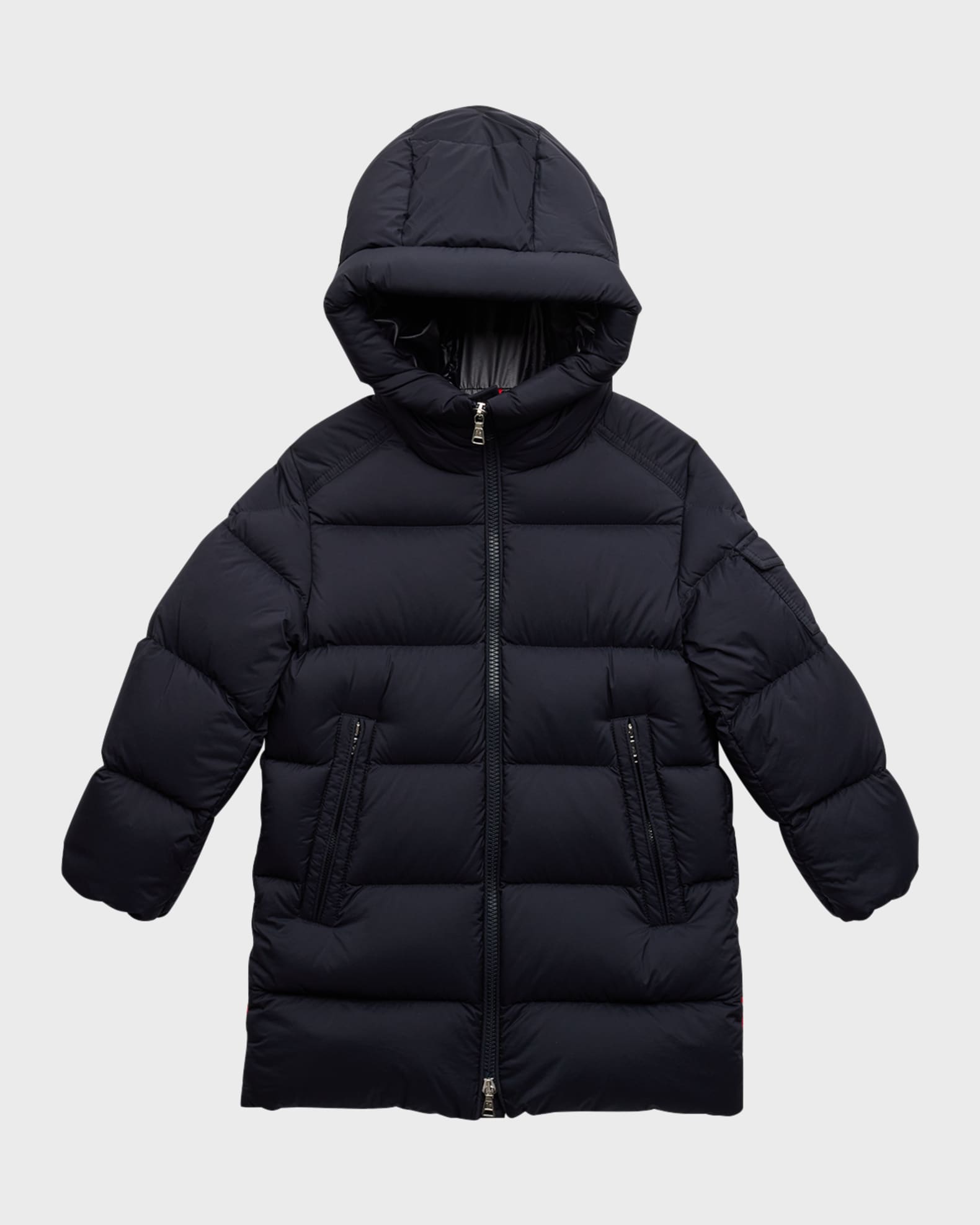 Moncler Boy's Marat Striped Trim Long Parka, Size 8-14 | Neiman Marcus