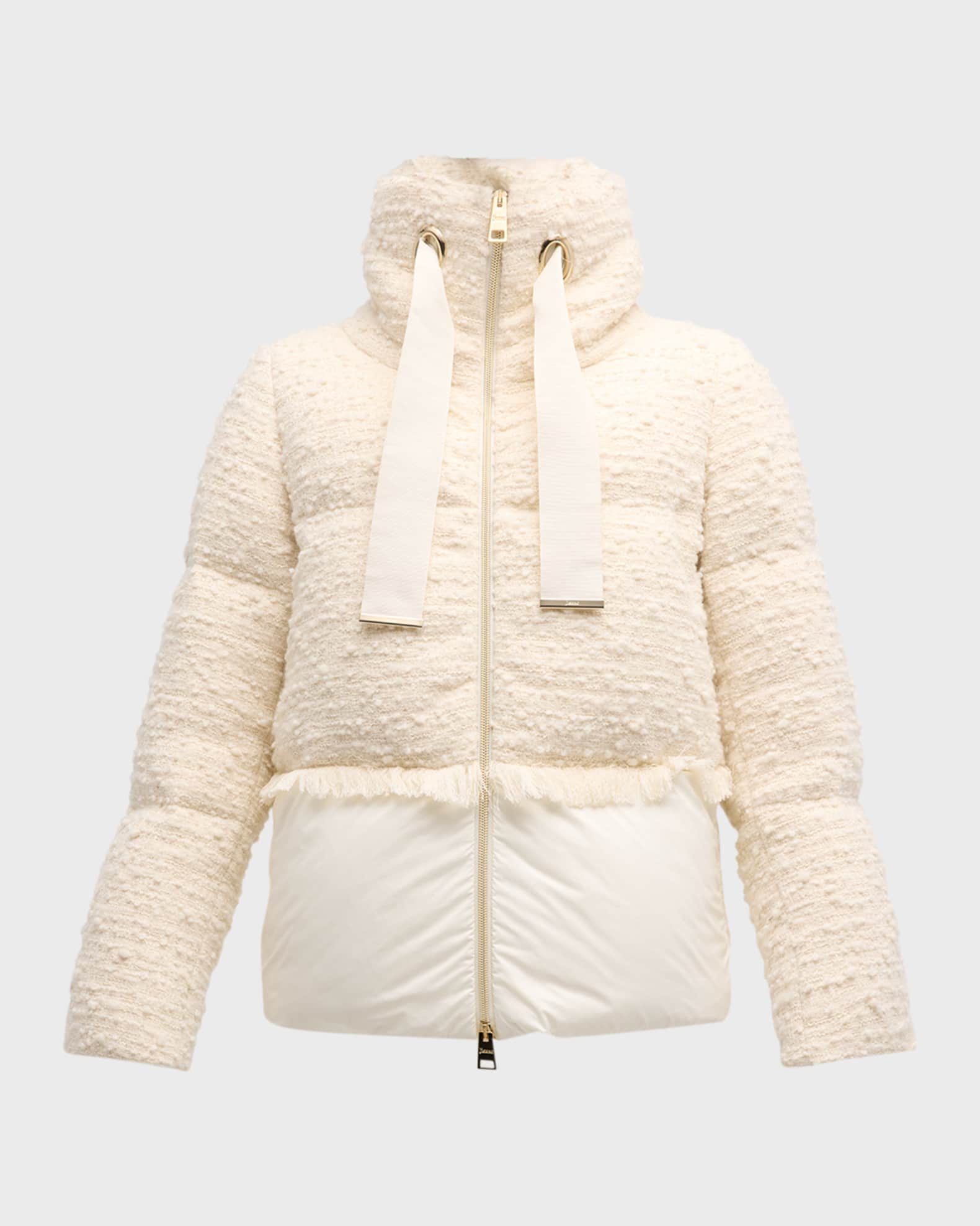 Herno Lux Boucle Mixed Media Bomber Jacket Neiman Marcus