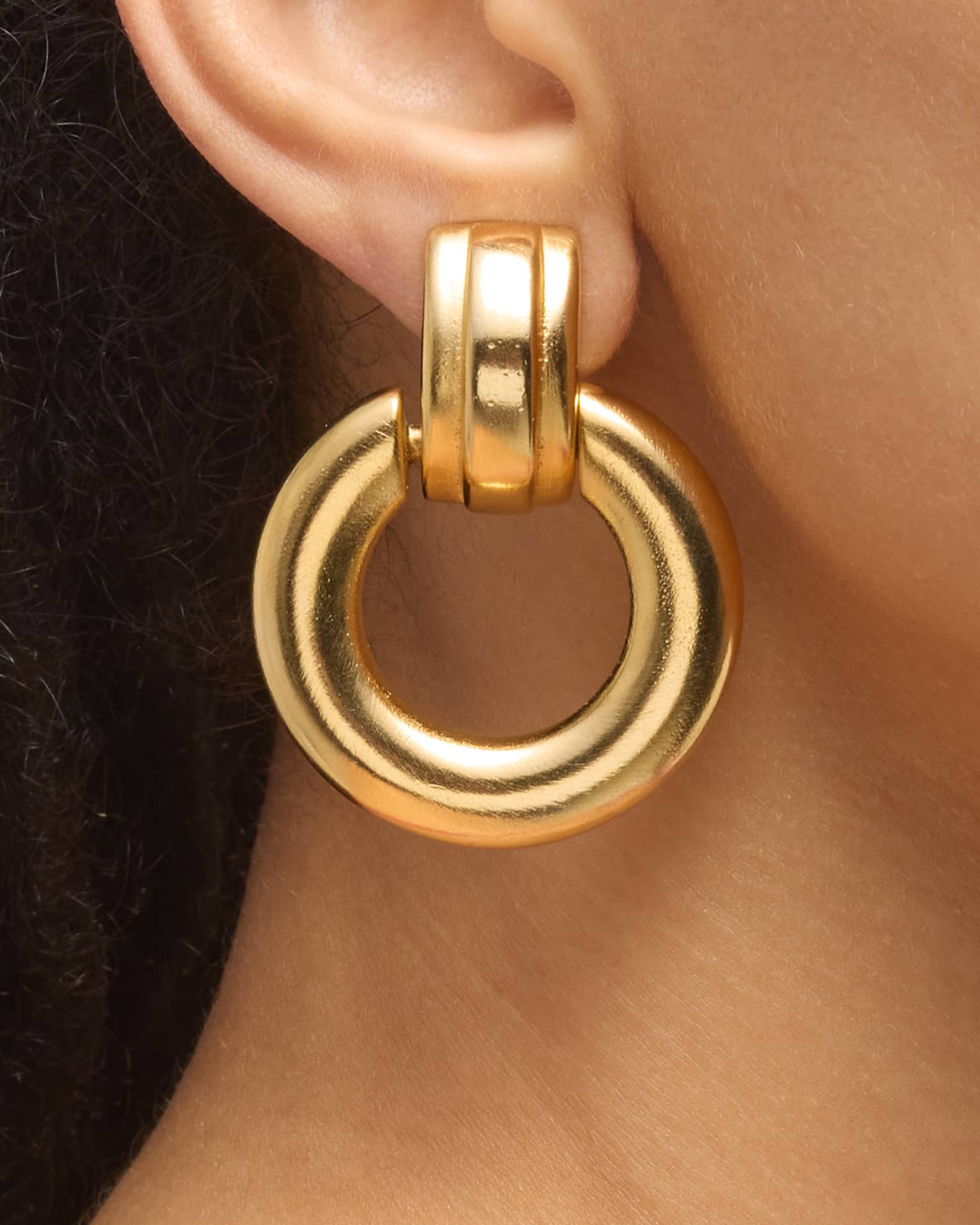 Ben-Amun 24k Gold Electroplated Drop Hoop Earrings | Neiman Marcus
