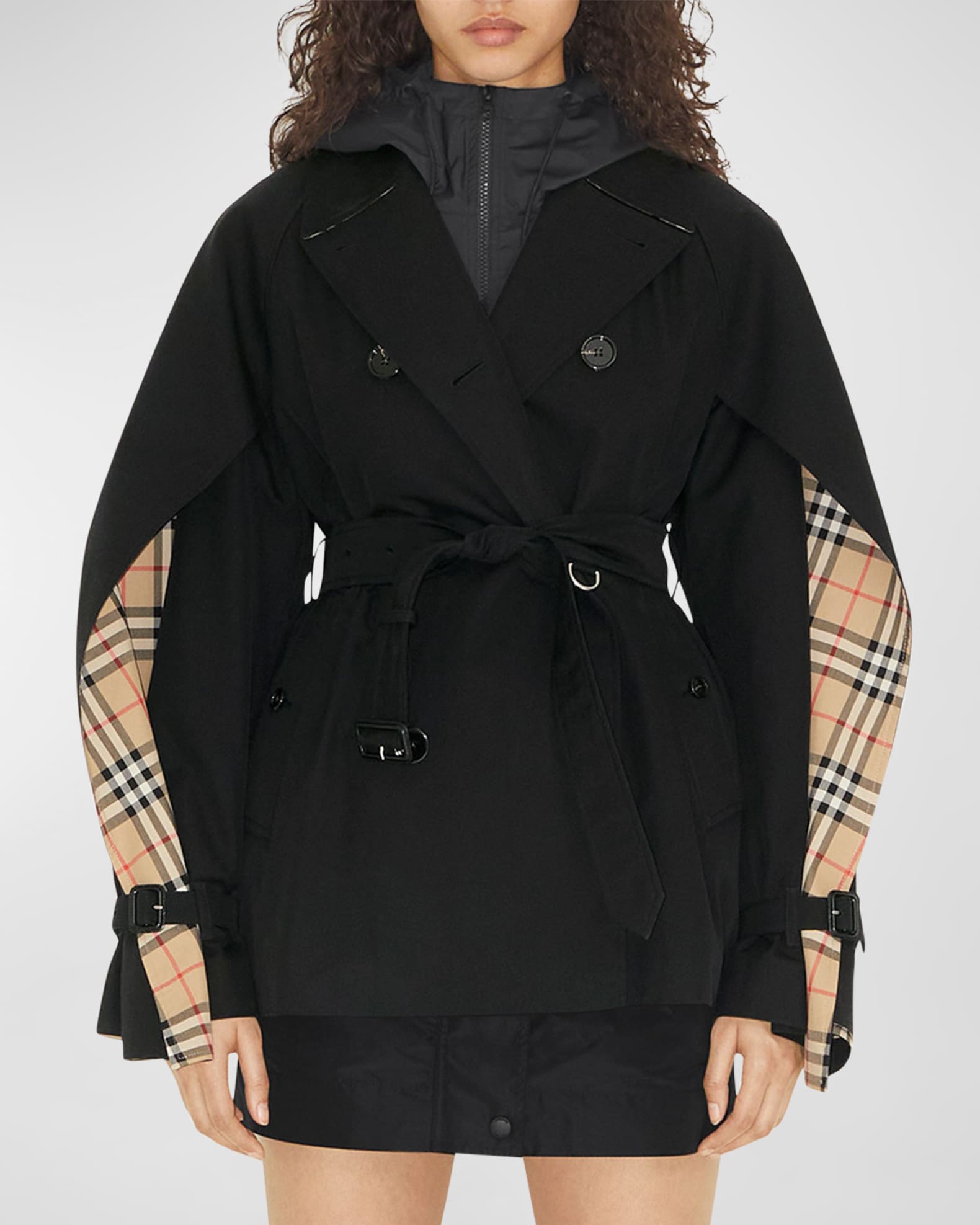 Burberry Cotness Check-Lined Utility Coat | Neiman Marcus