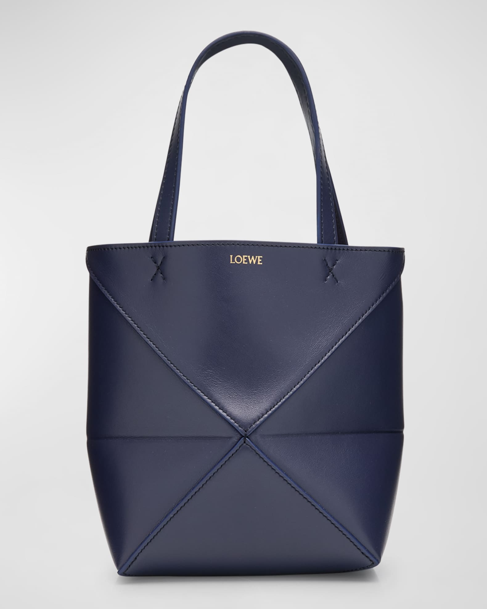 Puzzle Fold Mini Tote Bag in Shiny Leather 0
