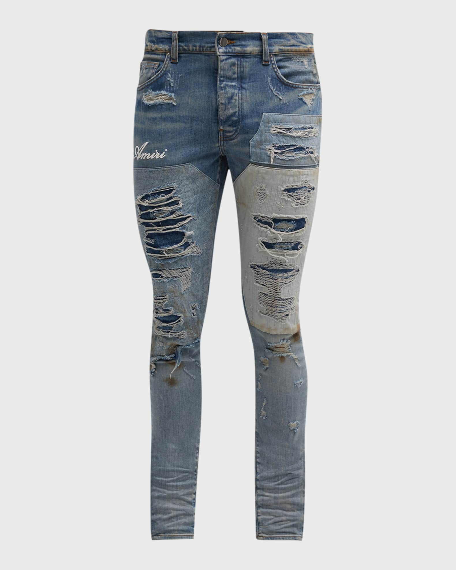 Amiri Men's Artisanal Ripped Skinny Jeans | Neiman Marcus