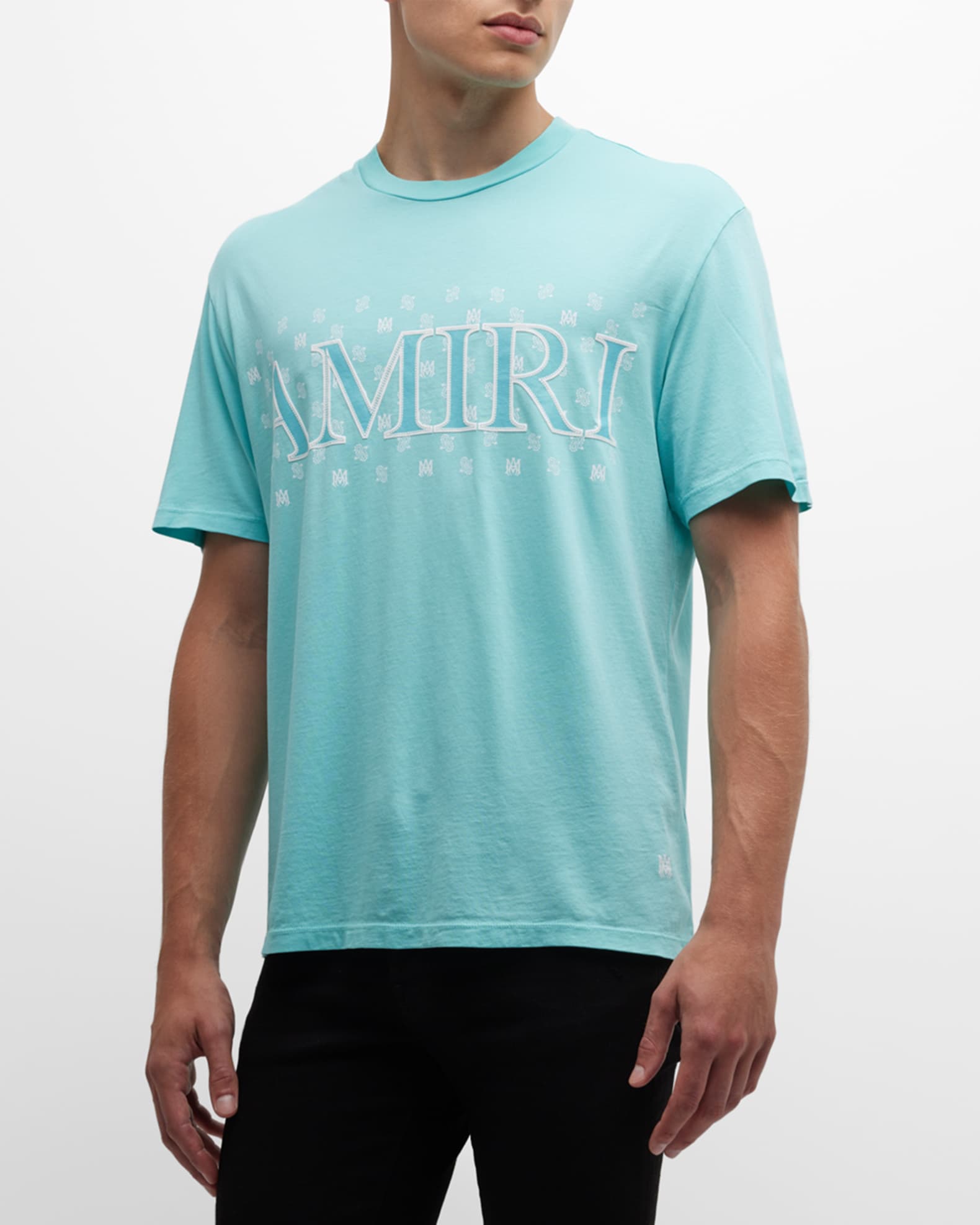 Men's luxury T-Shirt - Amiri T-Shirt in blue cotton with white