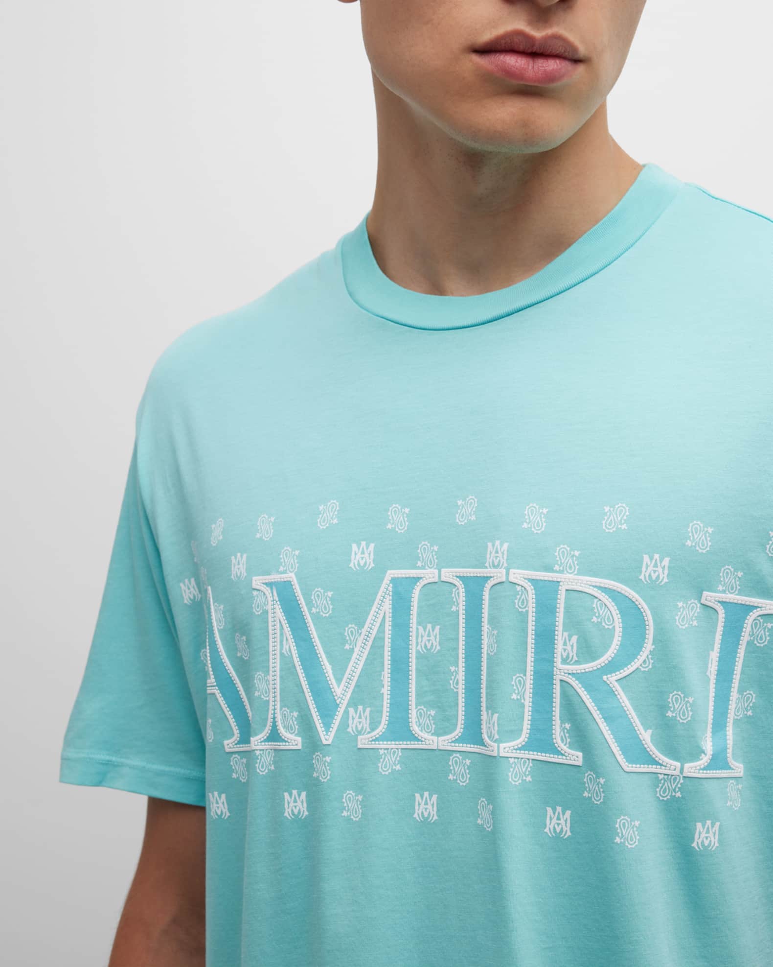 Men's luxury T-Shirt - Amiri T-Shirt in blue cotton with white