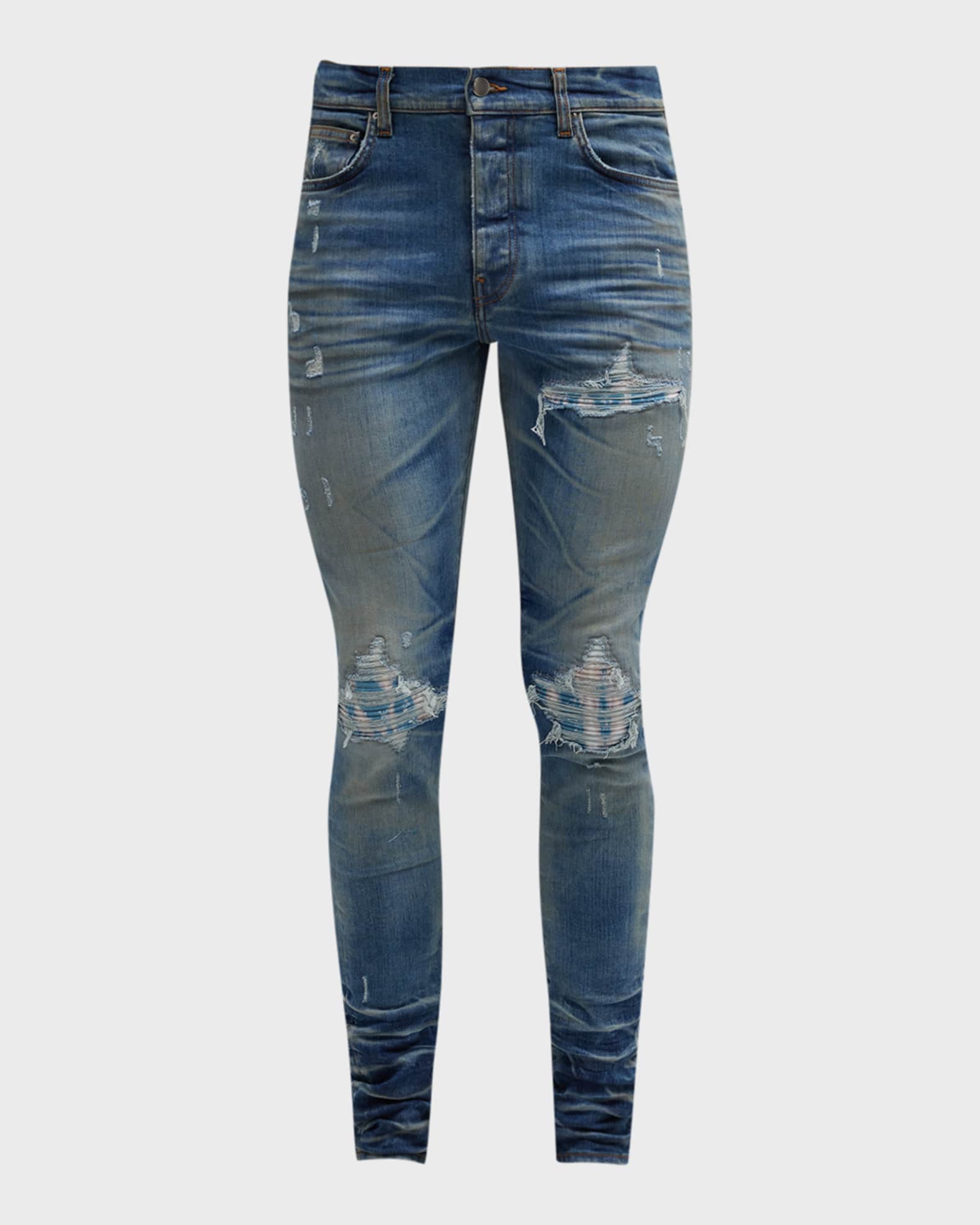 Amiri Men's Bleached MA Paisley MX1 Skinny Jeans Neiman Marcus