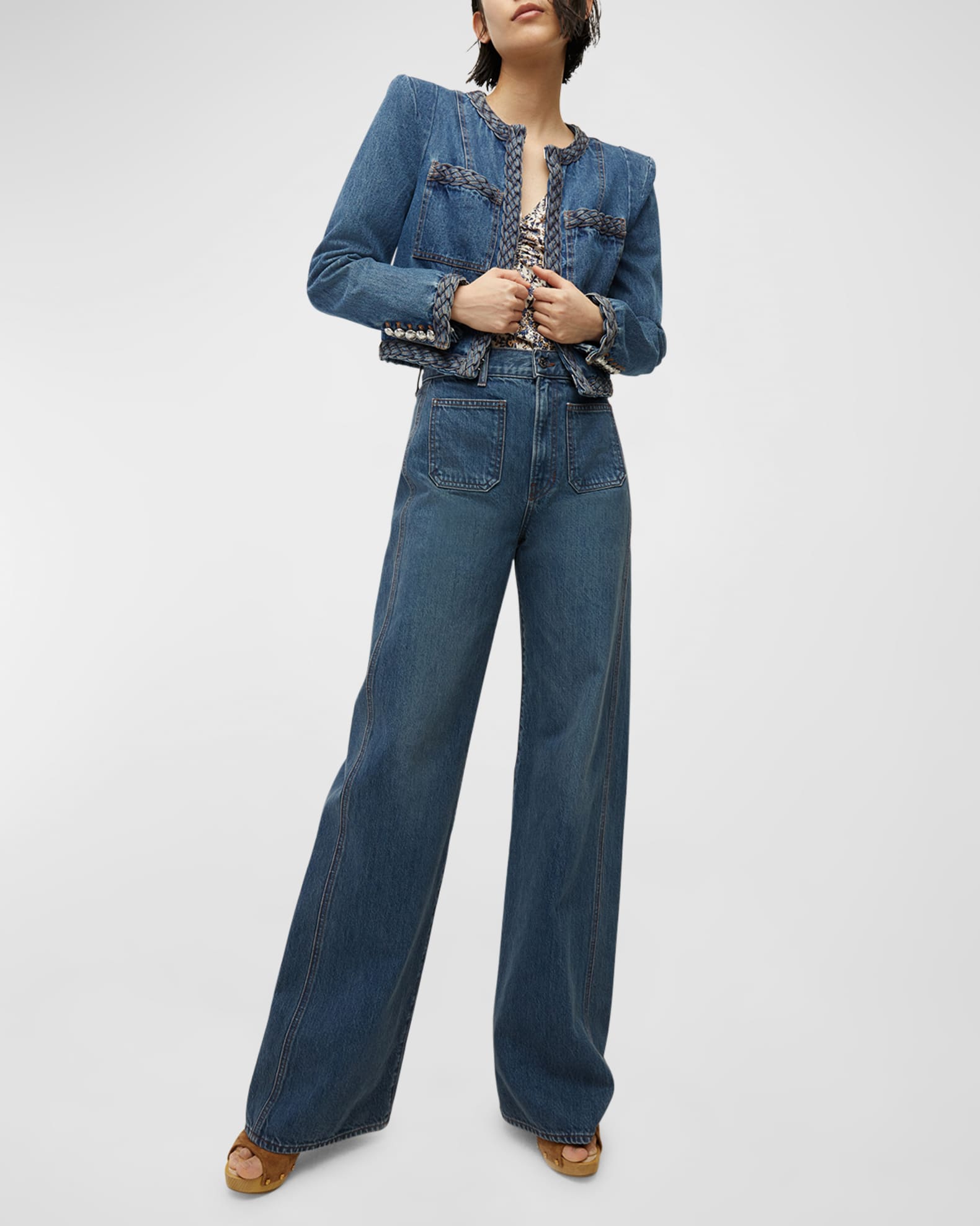 Veronica Beard Arrowe Tailored Denim Jacket | Neiman Marcus