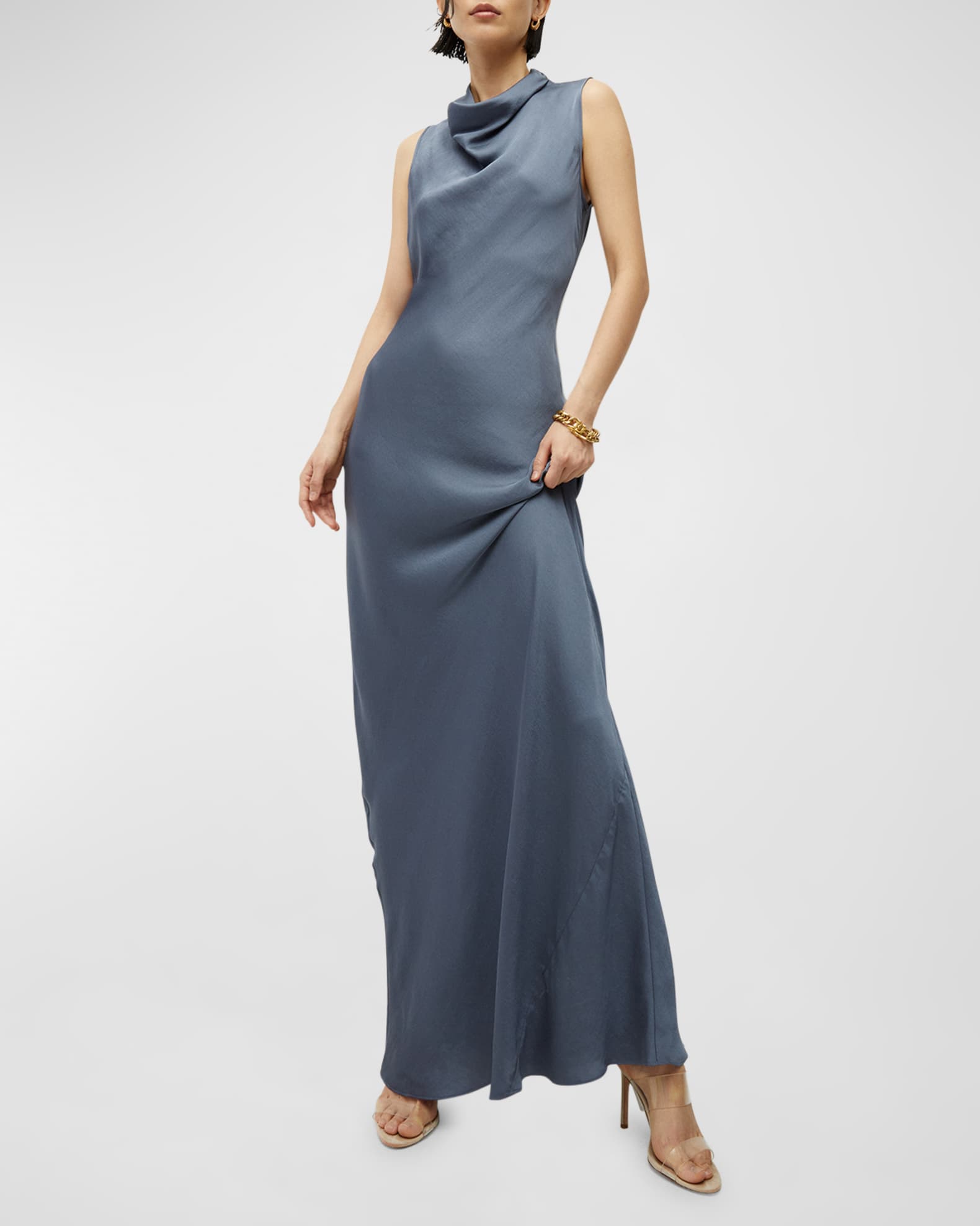 Veronica Beard Kura Satin High-Neck Dress | Neiman Marcus