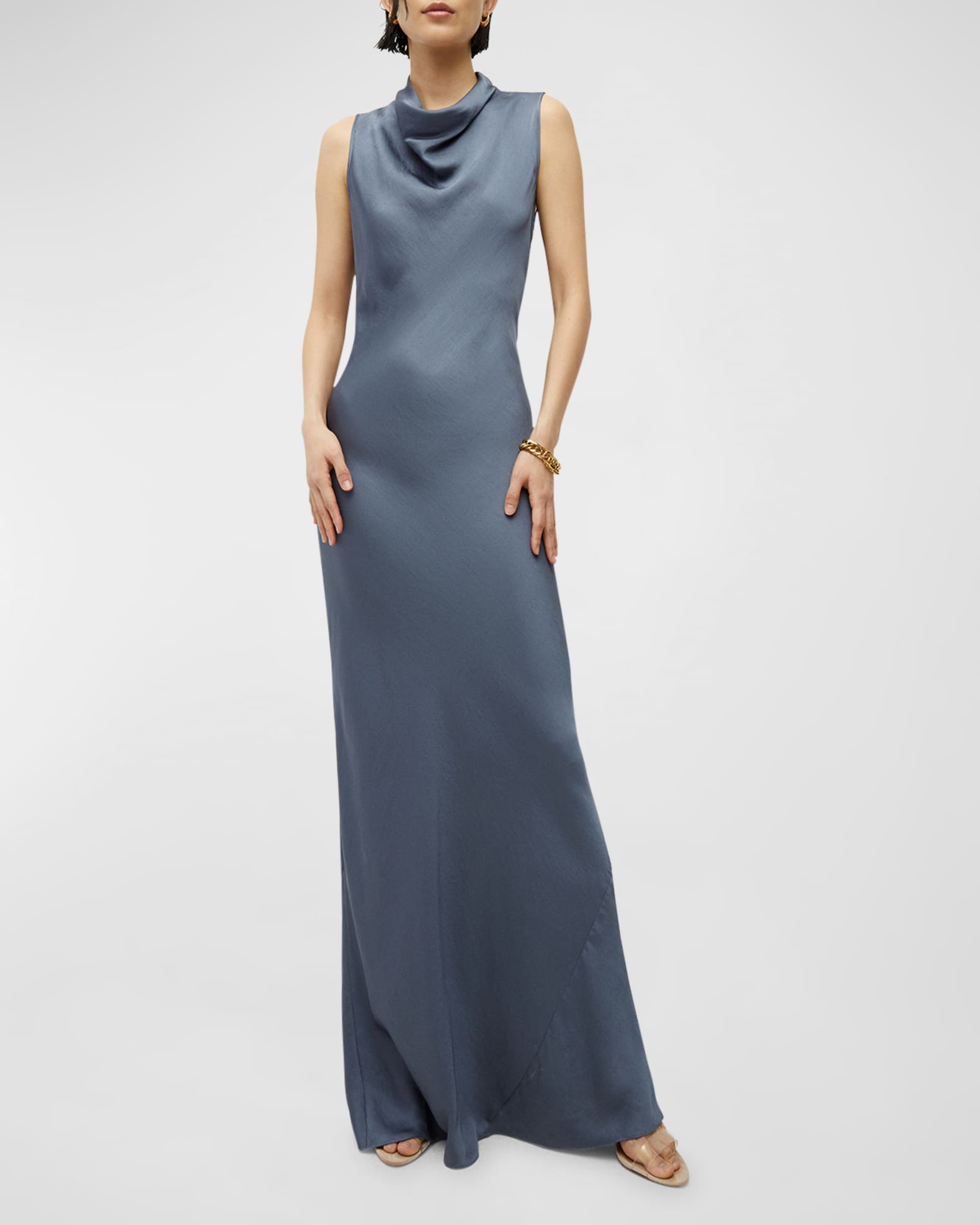 Veronica Beard Kura Satin High-Neck Dress | Neiman Marcus