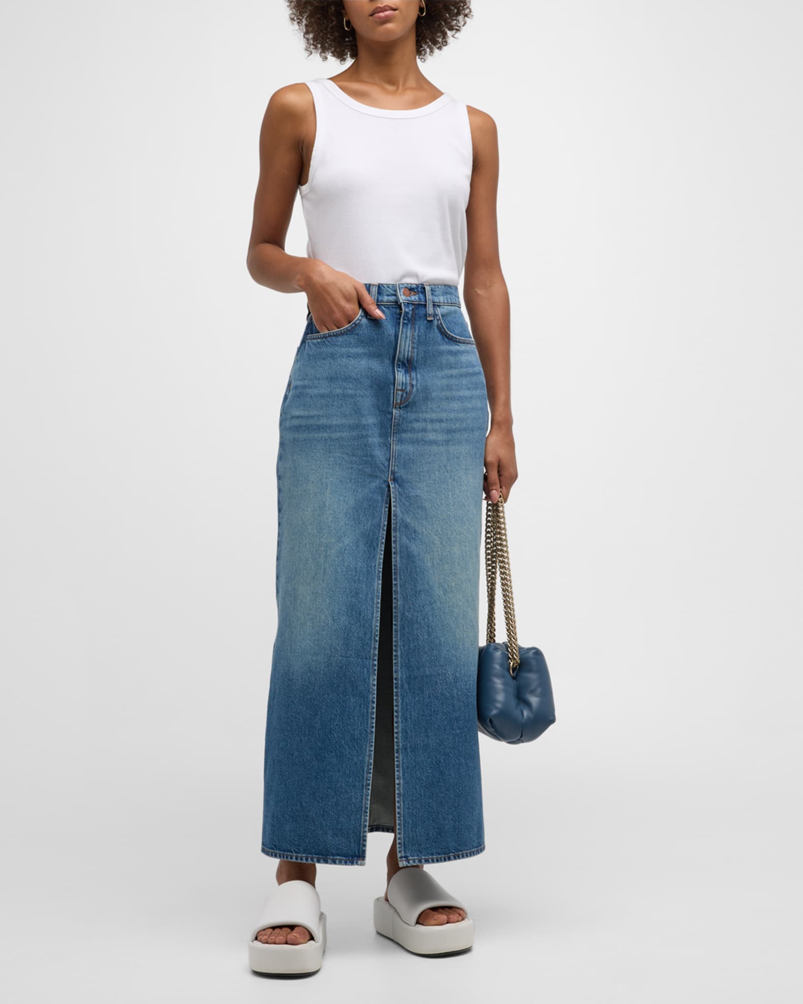 Triarchy Ms Westwood High-Rise Slit Denim Maxi Skirt | Neiman Marcus