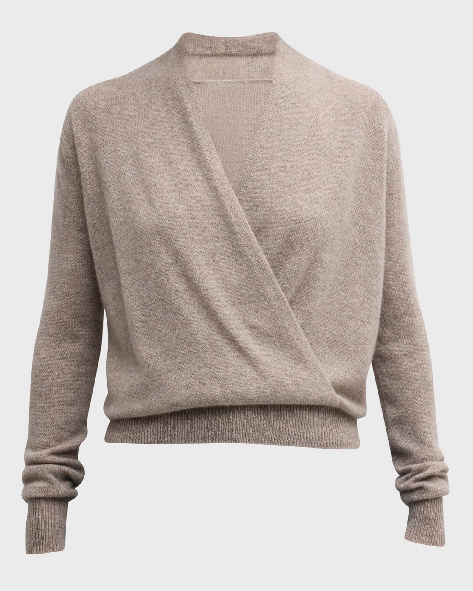 Neiman Marcus Cashmere Collection Cashmere Faux Wrap Sweater Neiman