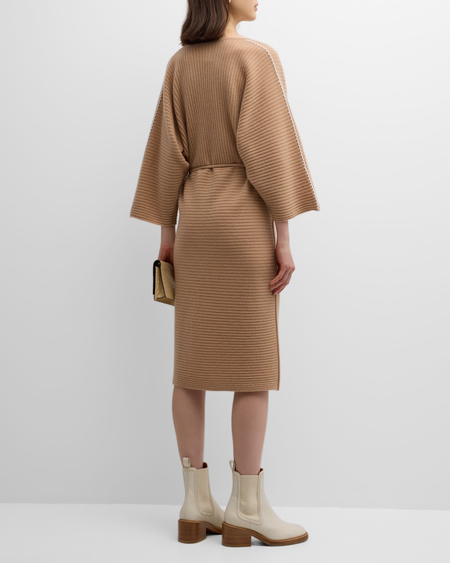 Neiman Marcus Cashmere Collection Cashmere Ribbed DolmanSleeve Sweater