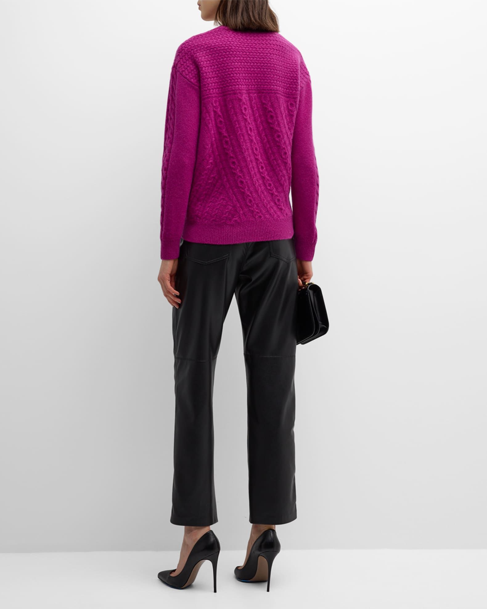Neiman Marcus Cashmere Collection Cashmere Mixed CableKnit Sweater