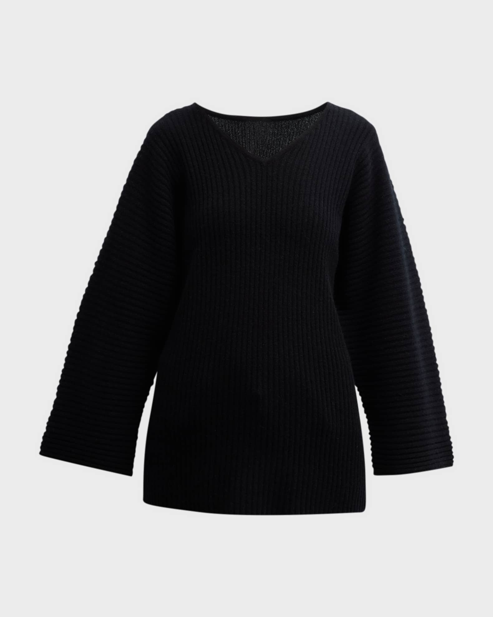 Neiman Marcus Cashmere Collection Cashmere Ribbed VNeck Sweater with