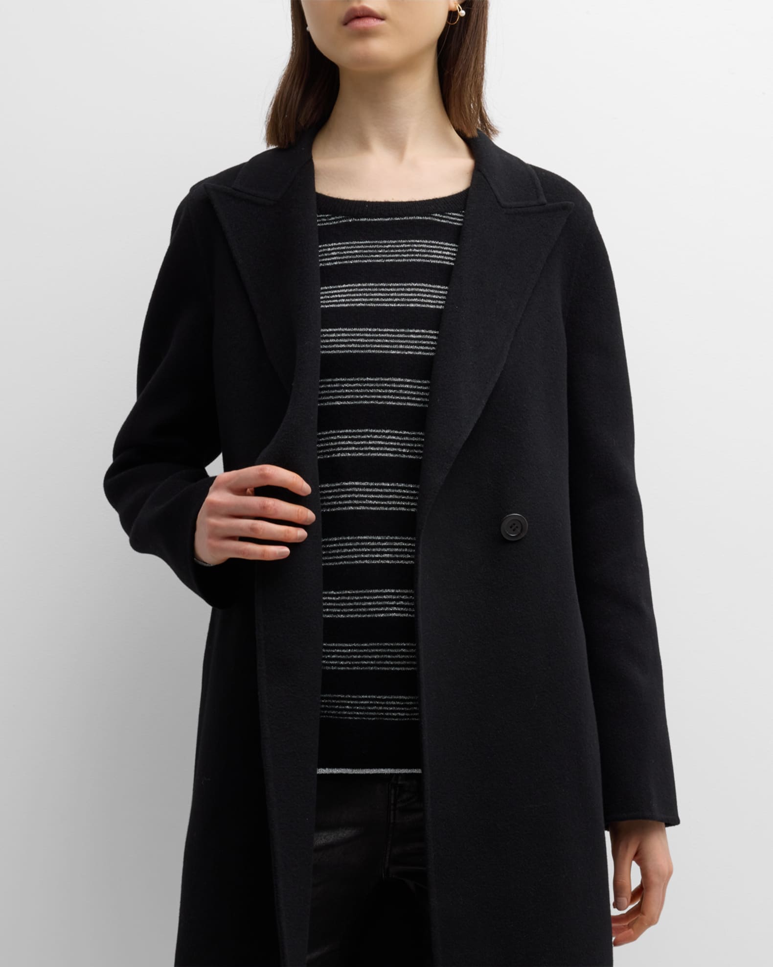 Neiman Marcus Cashmere Collection Double Face Cashmere Belted
