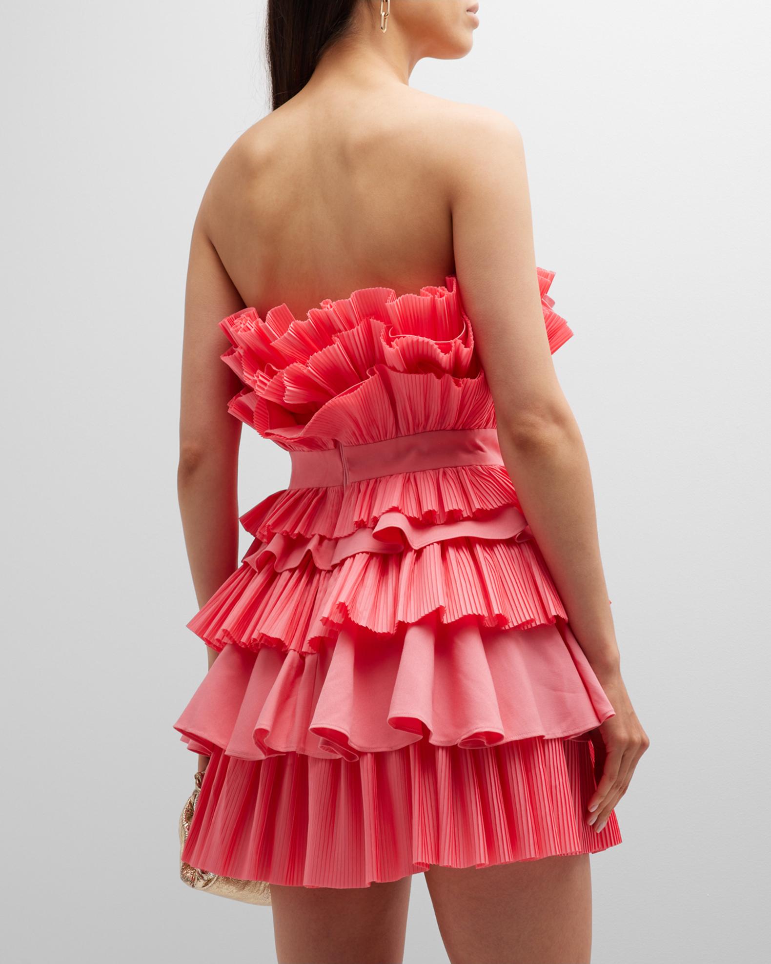 Acler Elsher Strapless Ruffled Mini Dress | Neiman Marcus