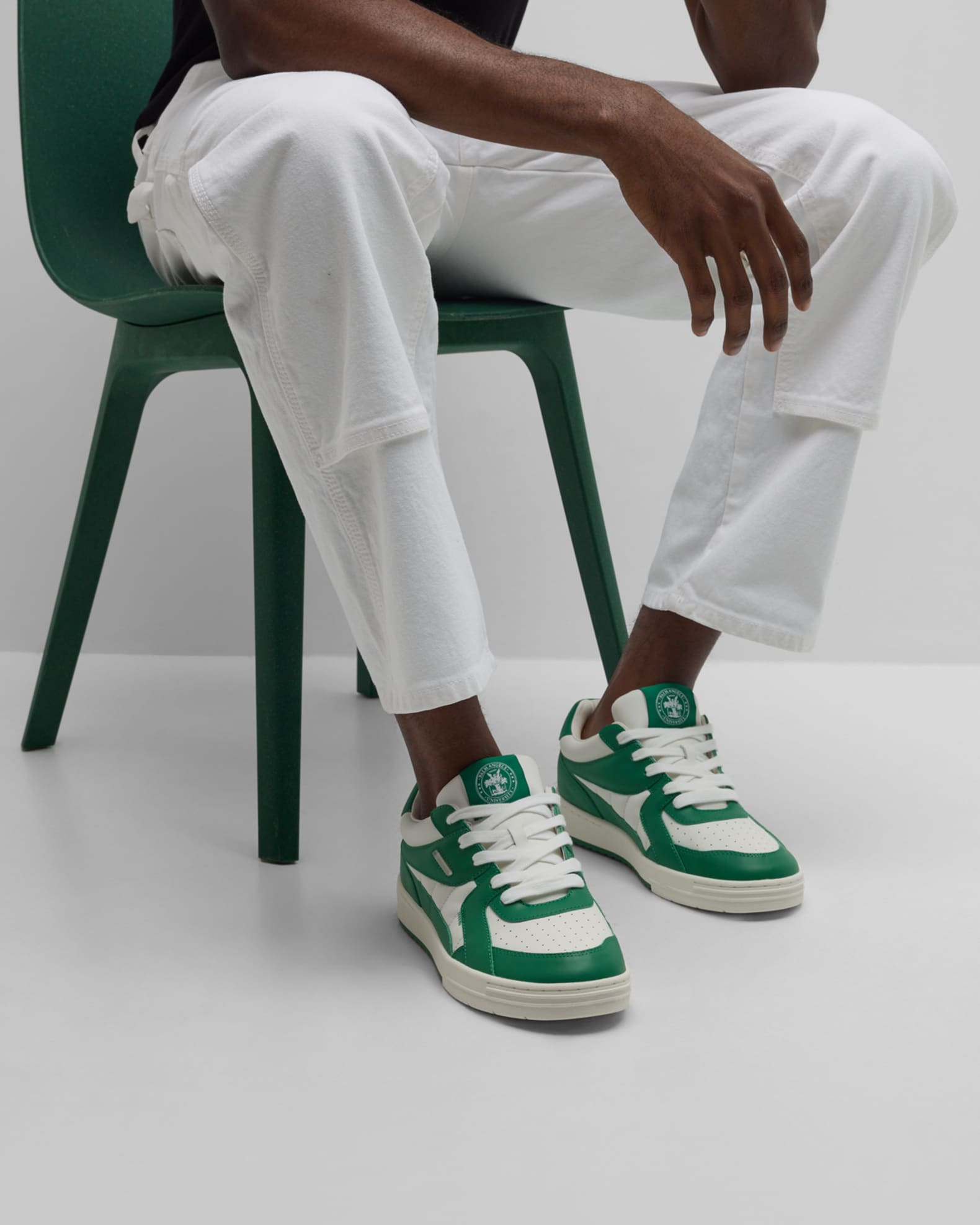 Palm Angels Men's Palm University Leather Low-Top Sneakers | Neiman Marcus