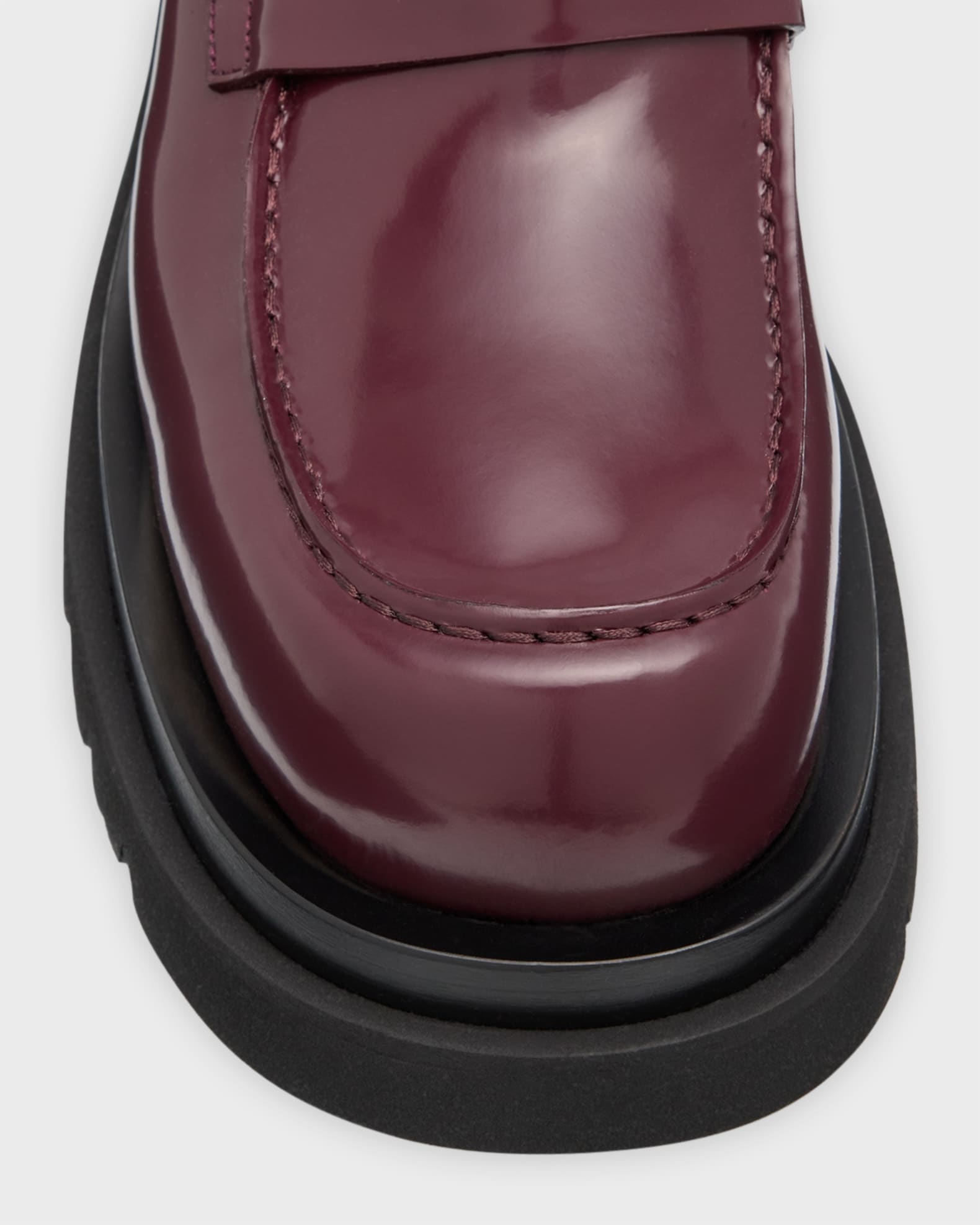 Bottega Veneta Men's Chunky Lug Glossy Leather Penny Loafers