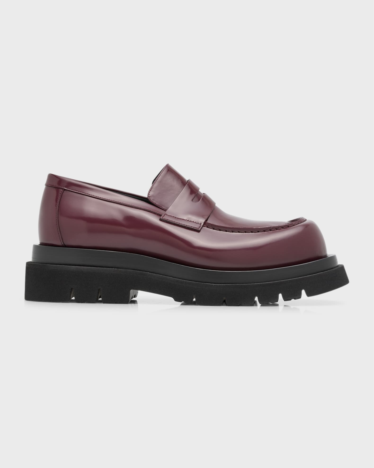 Bottega Veneta Men's Chunky Lug Glossy Leather Penny Loafers | Neiman ...