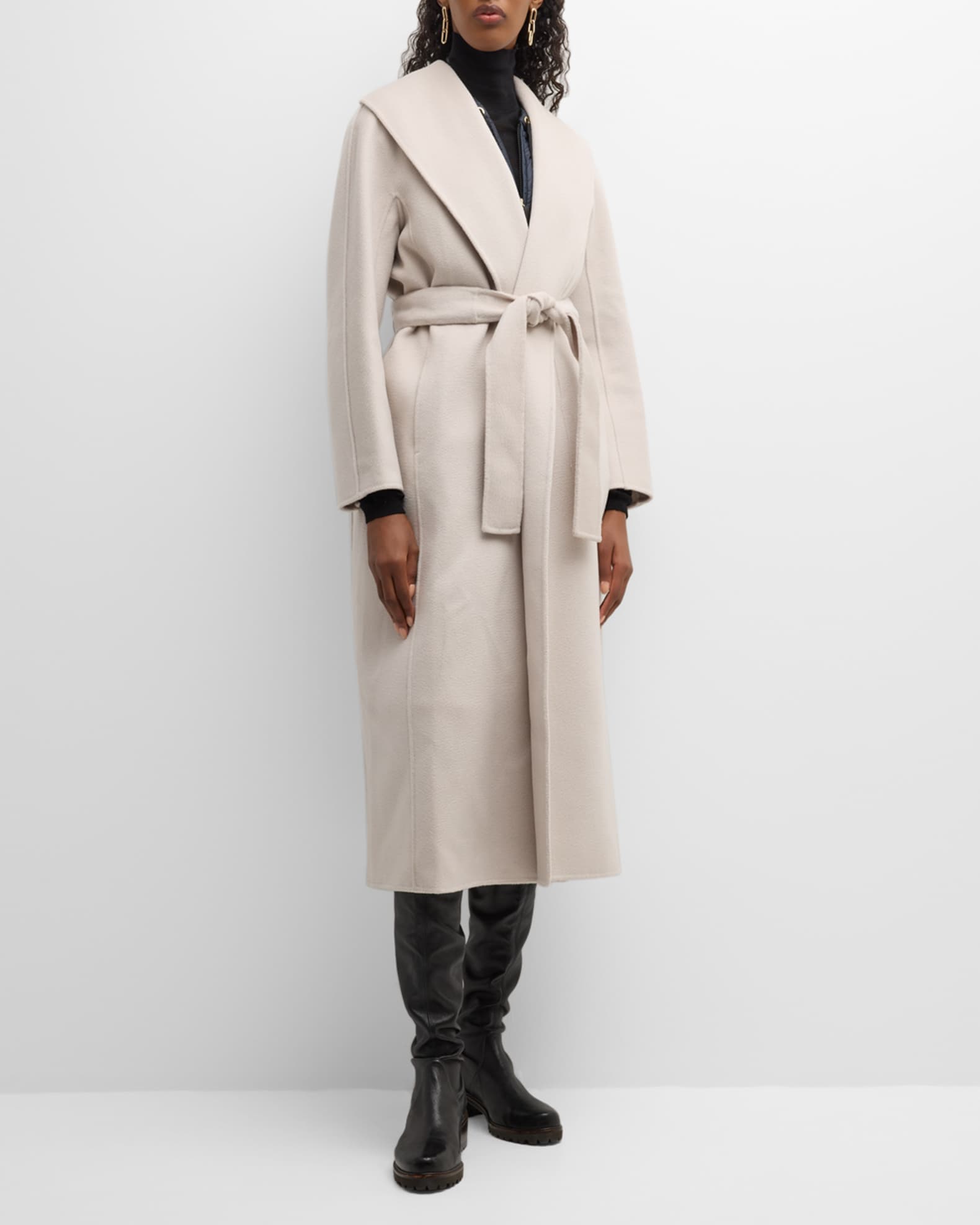 Max Mara Marilu Belted Brushed-Cashmere Long Wrap Coat | Neiman Marcus