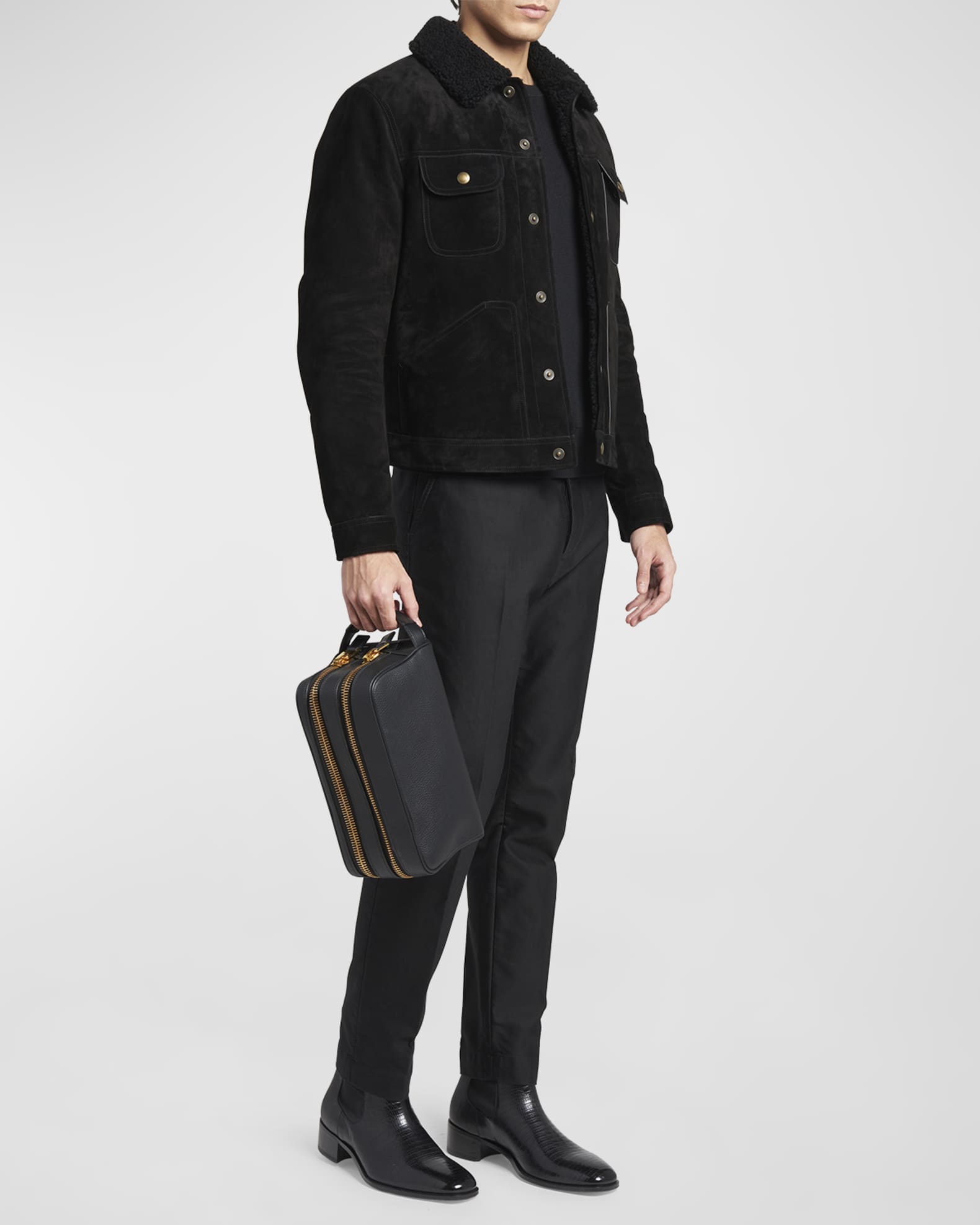 TOM FORD Men's Soft Leather Double-Zip Toiletry Bag | Neiman