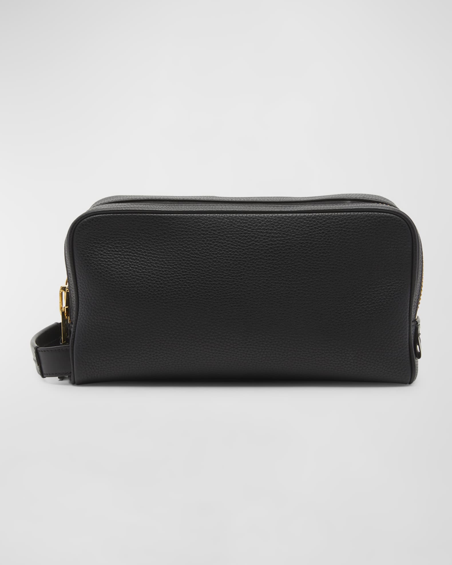 Men s Soft Leather Double Zip Toiletry Bag