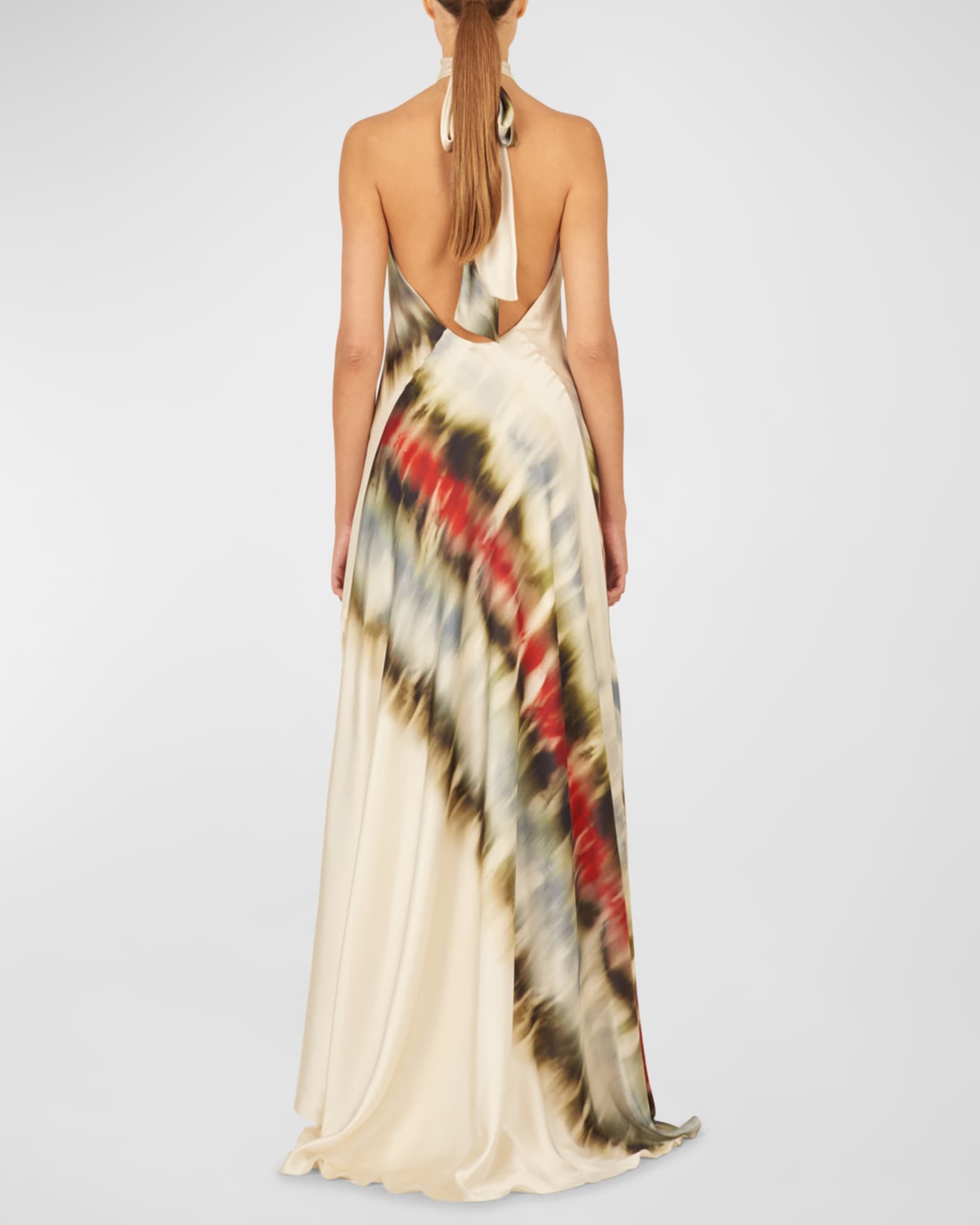 Silvia Tcherassi Sherry Tie-Dye Silk Halter Gown | Neiman Marcus