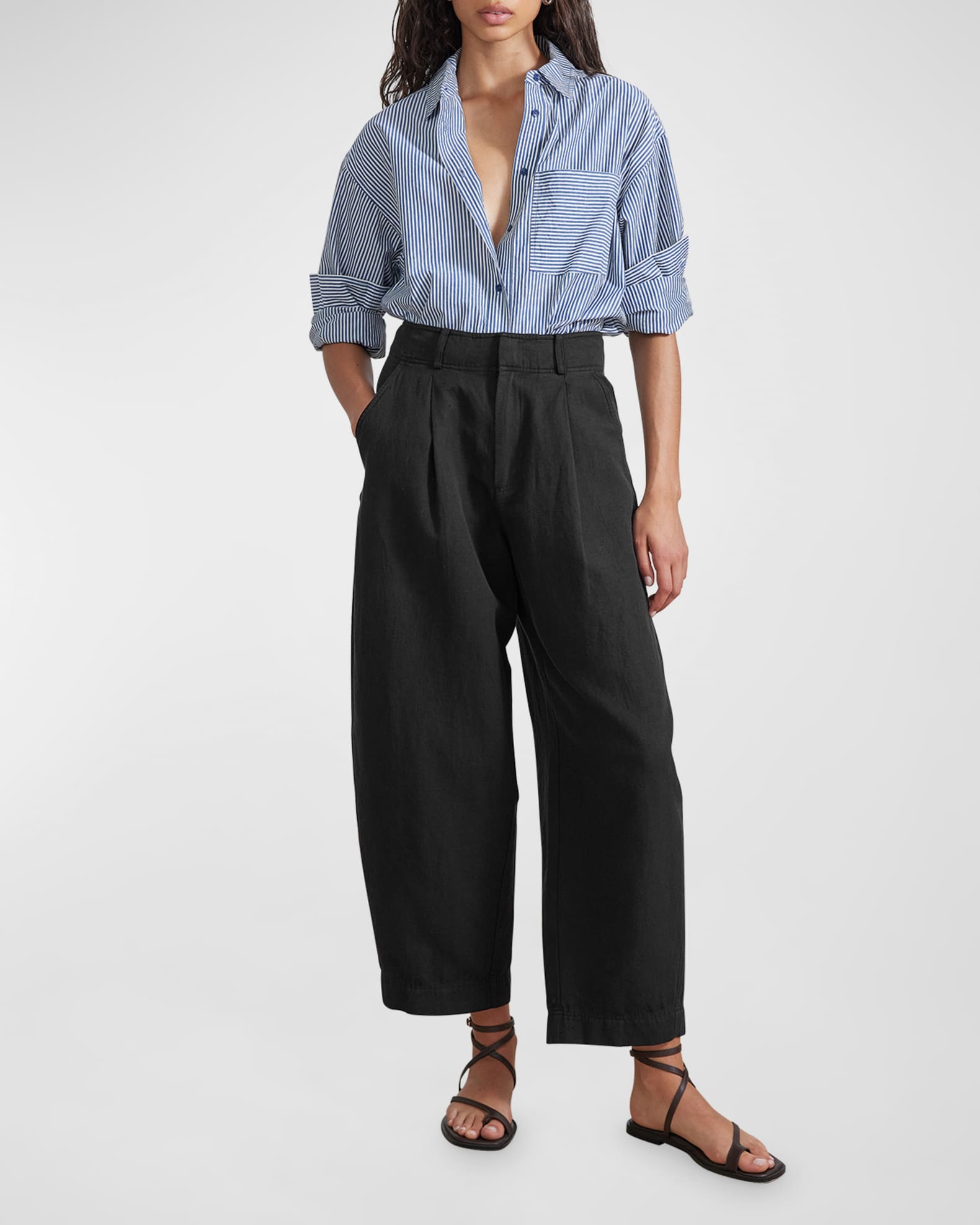 Apiece Apart Bari Cropped Wide-Leg Pants | Neiman Marcus
